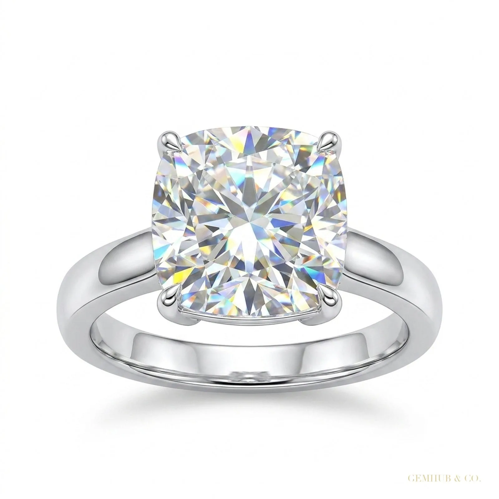 6.10 ct DEW Solitaire Moissanite Ring Engagement Gift Sparkle for Women 18K Gold Plated