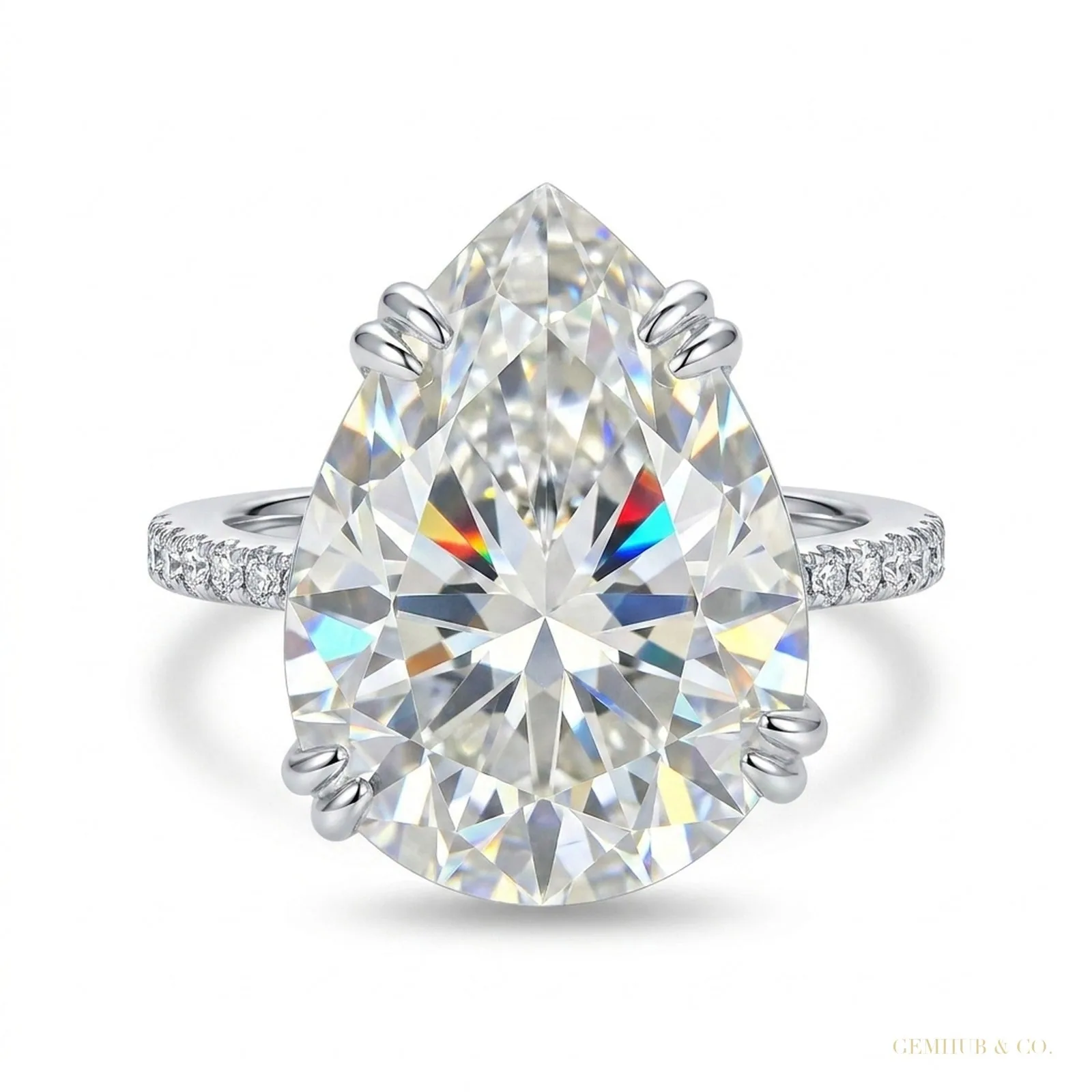 6.25 ct DEW Off White Moissanite Solitaire Ring in Certified Shine – 18K Gold Vermeil
