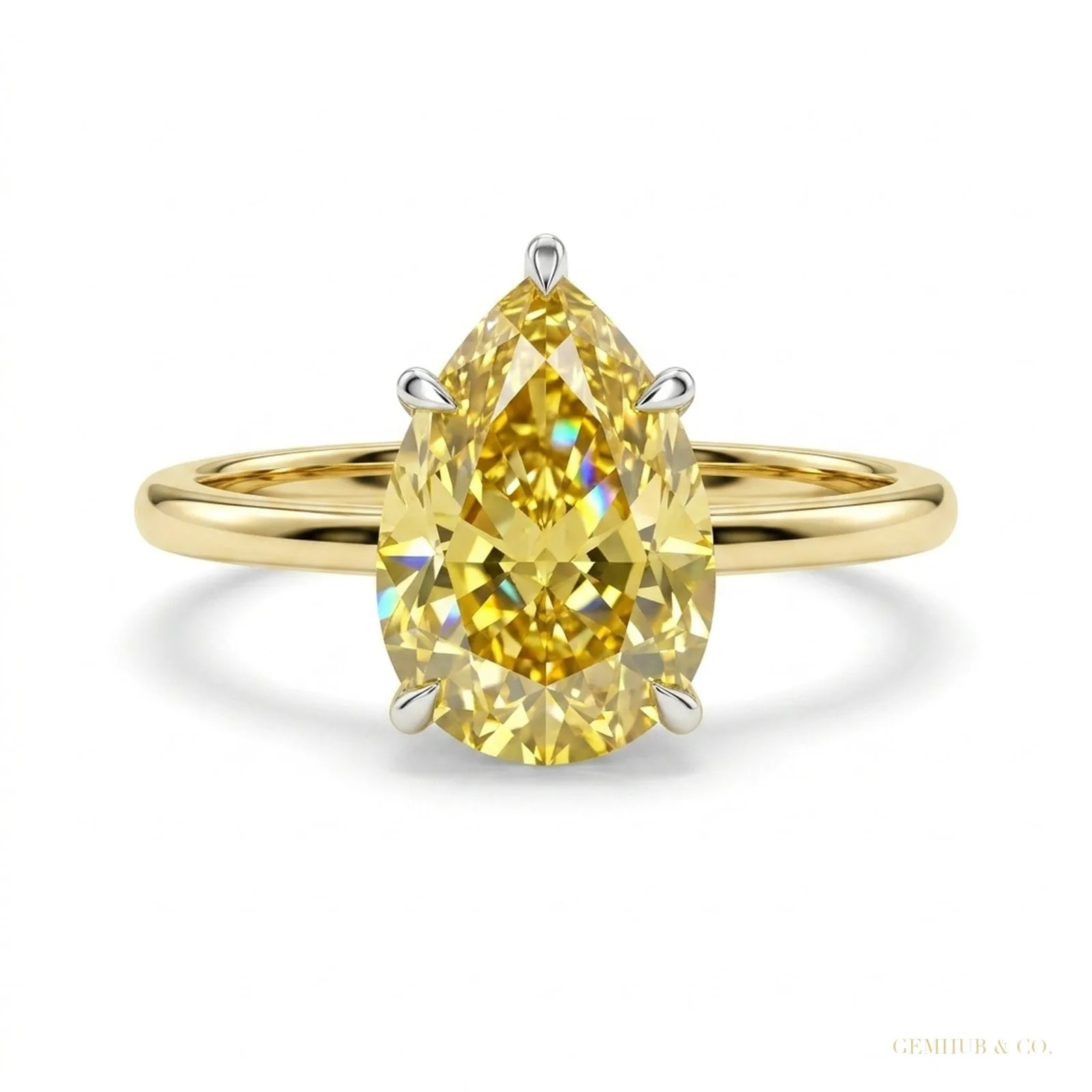 6.50 ct DEW Champagne Treated Moissanite Solitaire Ring Gift for Wife – 18K Gold Vermeil