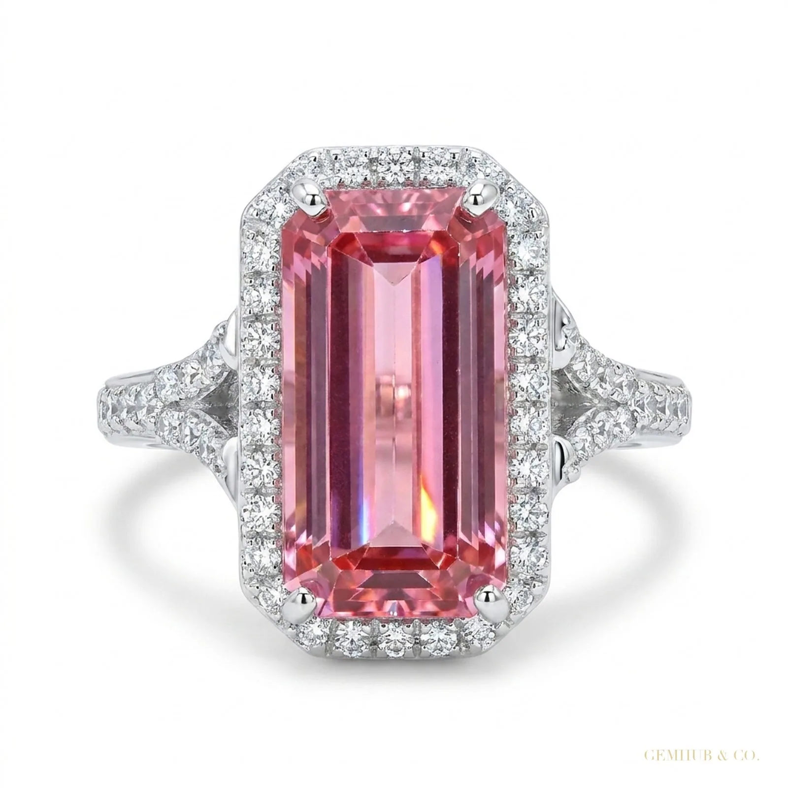 6.50 ct DEW Pink Moissanite Solitaire Ring Luxury Gift for Women Birthday – 18K Gold Vermeil