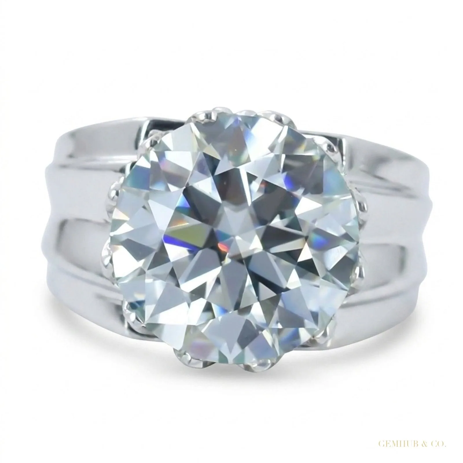 6.65 ct DEW Certified White Moissanite Ring – Anniversary Jewelry – 18K Gold Vermeil