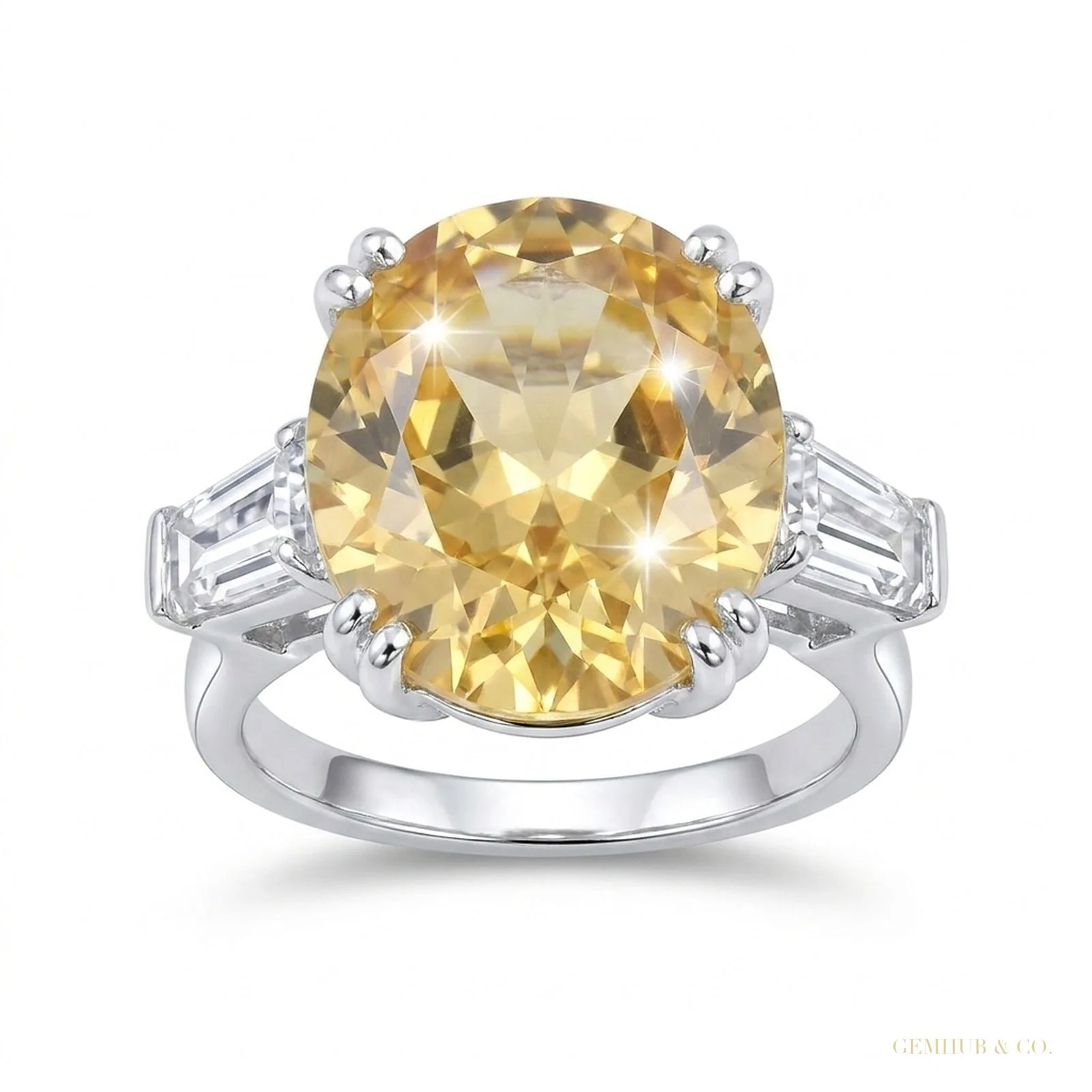 6.70 ct DEW Champagne Moissanite Ring – Unique Wedding Gift Idea – 18K Gold Vermeil