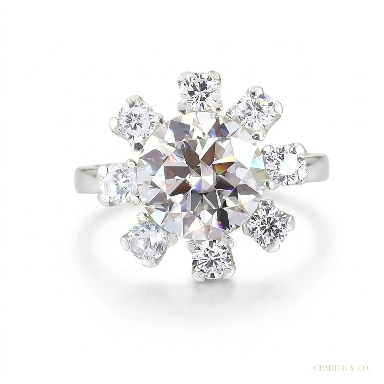 6.75 ct DEW Certified White Round Cut Moissanite Ring For Birthday Gift – 18K Gold Vermeil