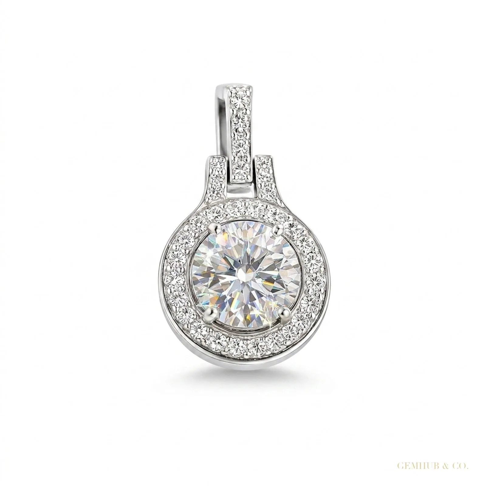 6.60 ct DEW Certified F VS1 White Moissanite Pendant in Gold Vermeil – Gift for Her