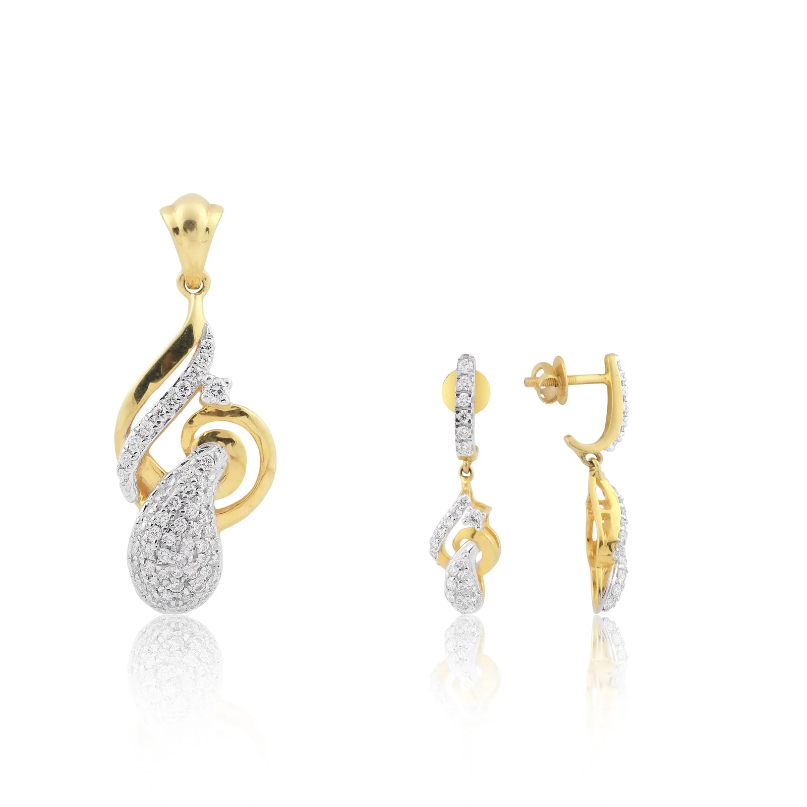 18KT 1.26 Ct Natural Diamond Pendant And Earrings Set, IGI Certified Jewelry