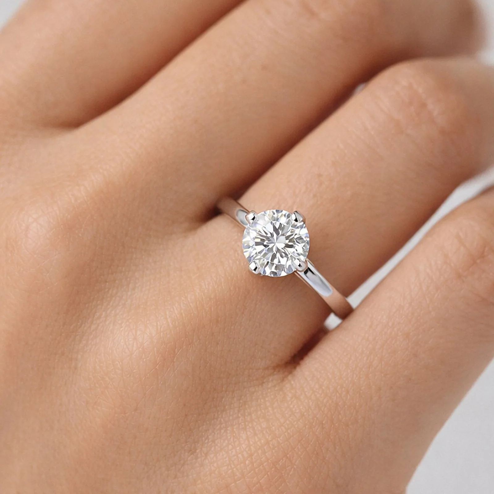 9.40 ct DEW Certified Round Cut White Moissanite Solitaire Ring Gold Vermeil - view 2
