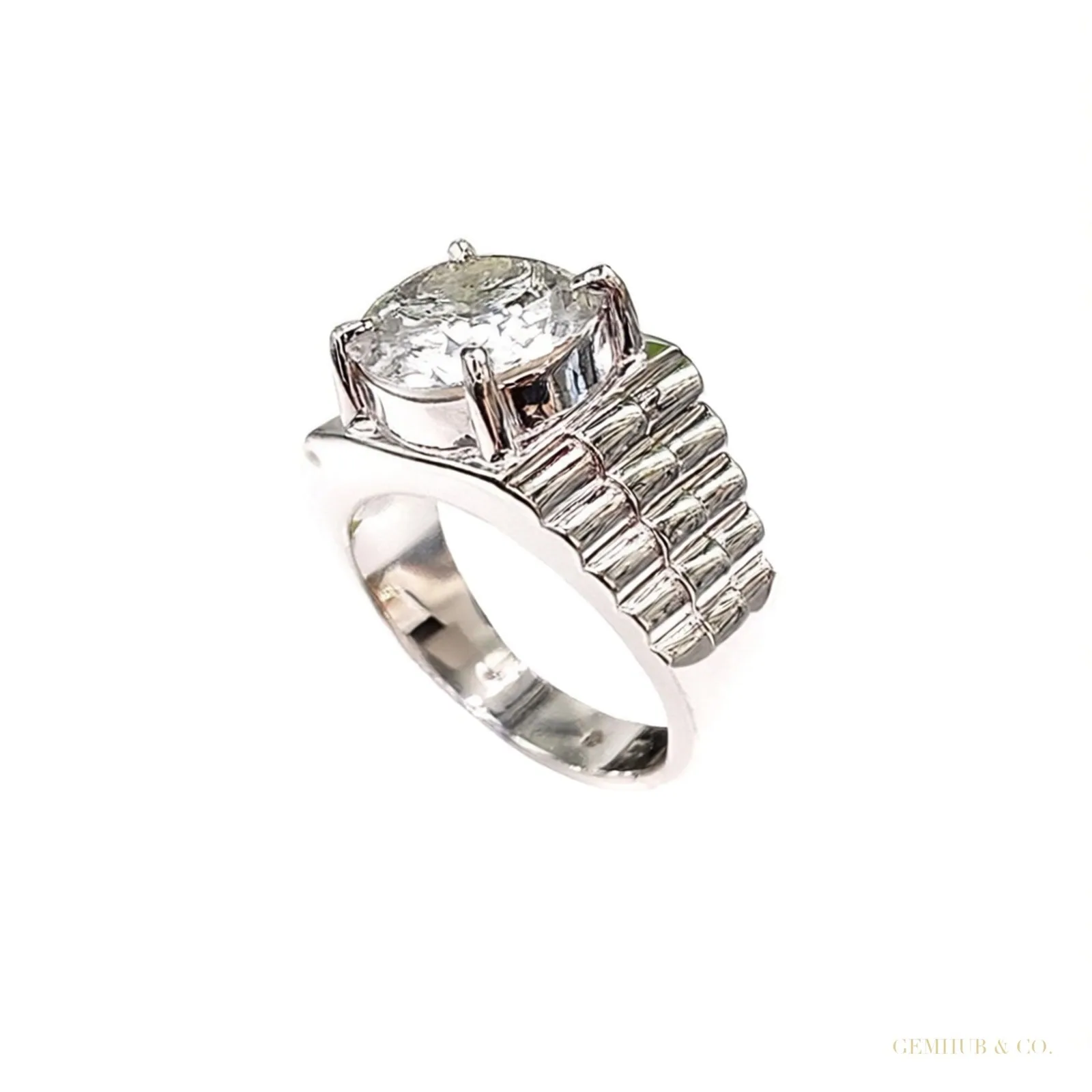 7.25 ct DEW Certified White Moissanite Men’s Ring – Stylish Gift for Him this Fall 18K 18K Gold Plated