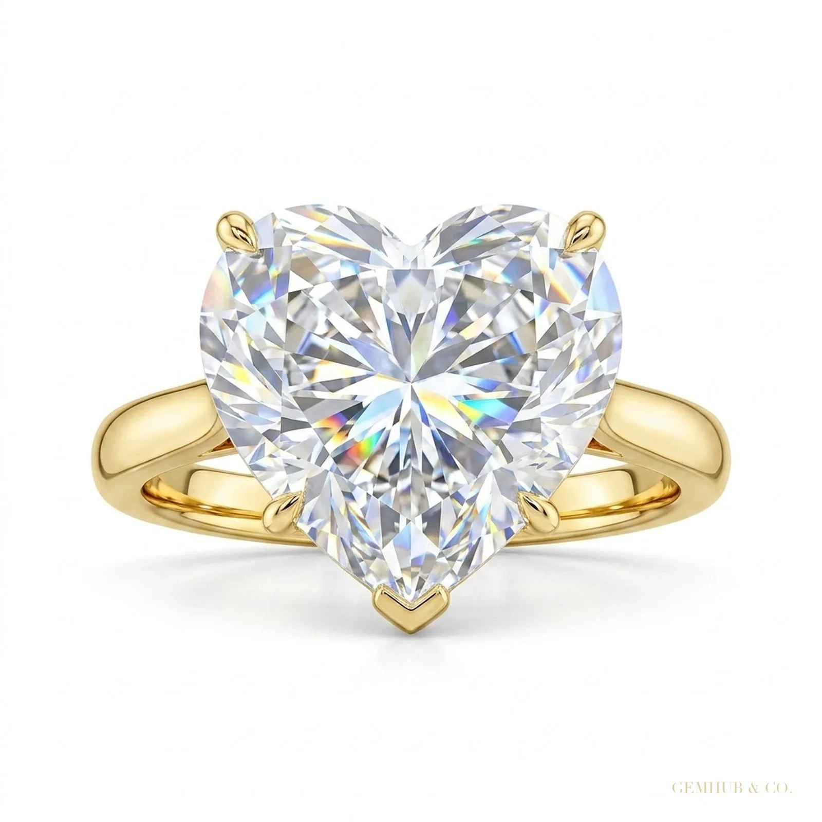 7.25 ct DEW Heart Cut White Moissanite Solitaire Ring – Romantic Gift – 18K Gold Vermeil