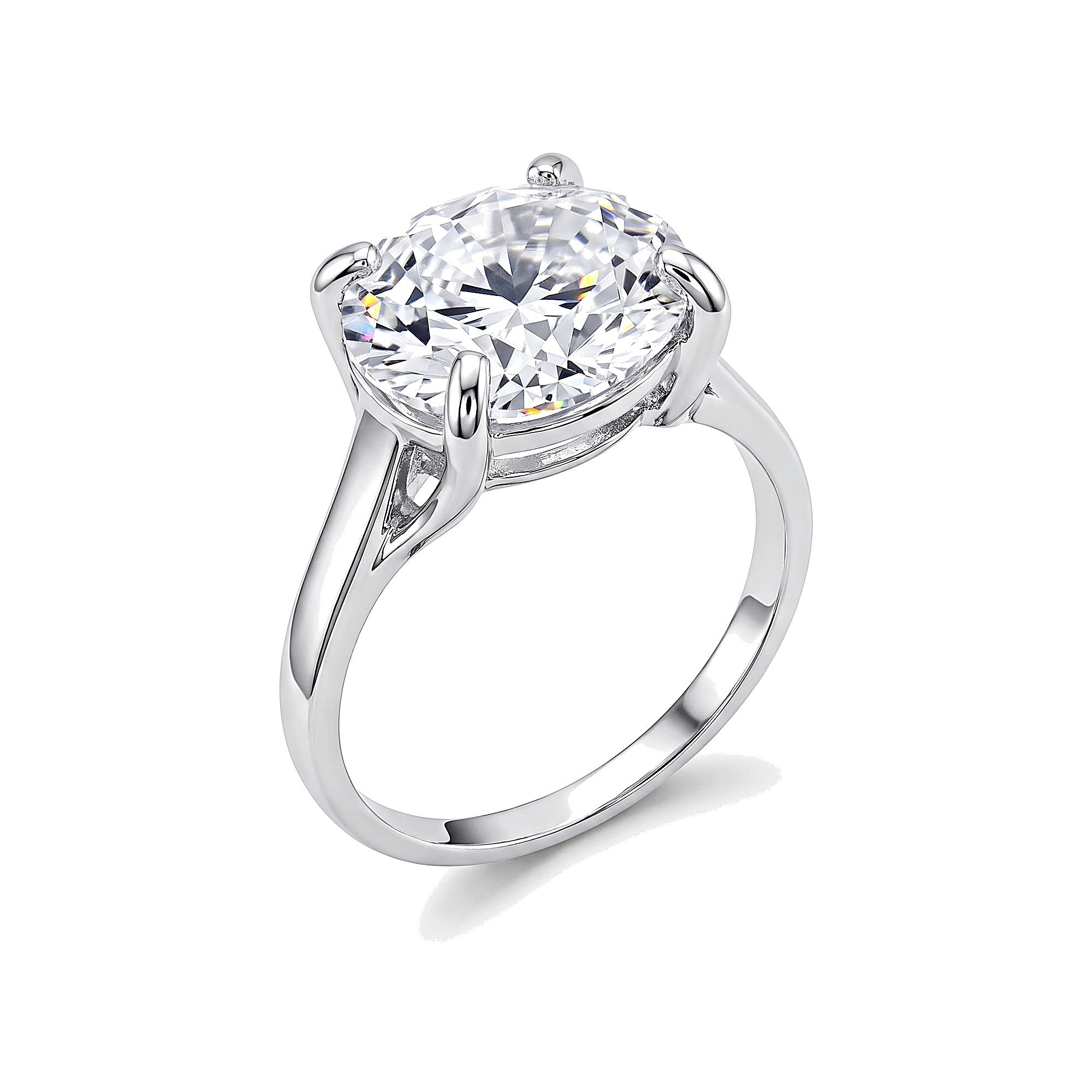 7.40 ct DEW Certified White Moissanite Solitaire Ring – Fall Wedding Gift for Her in 18K Gold Vermeil (925 Silver)
