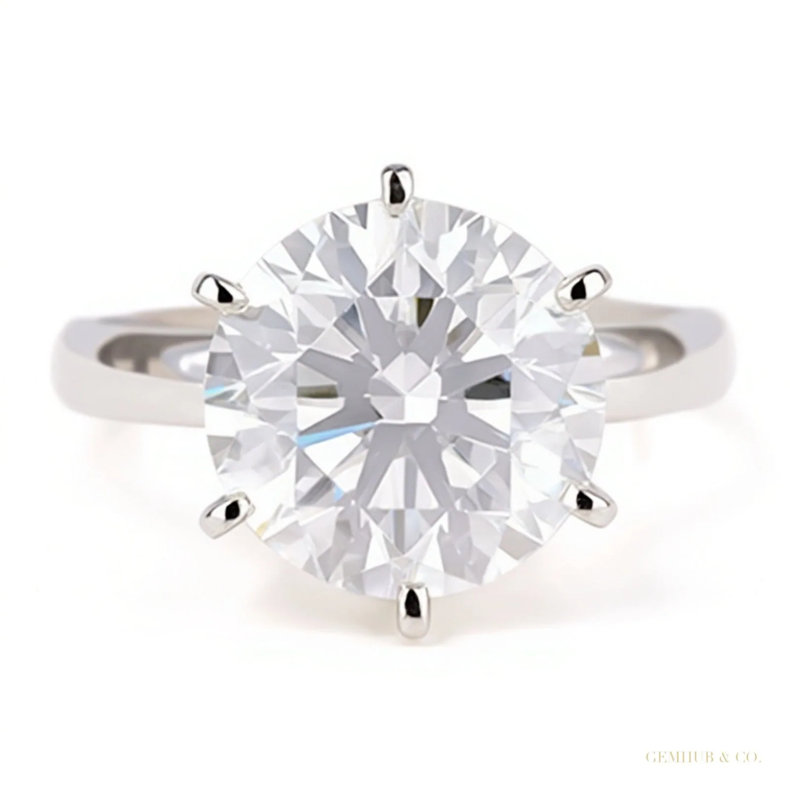 7.50 ct DEW Certified White Moissanite Solitaire Ring – Gift for Wife – 18K Gold Vermeil