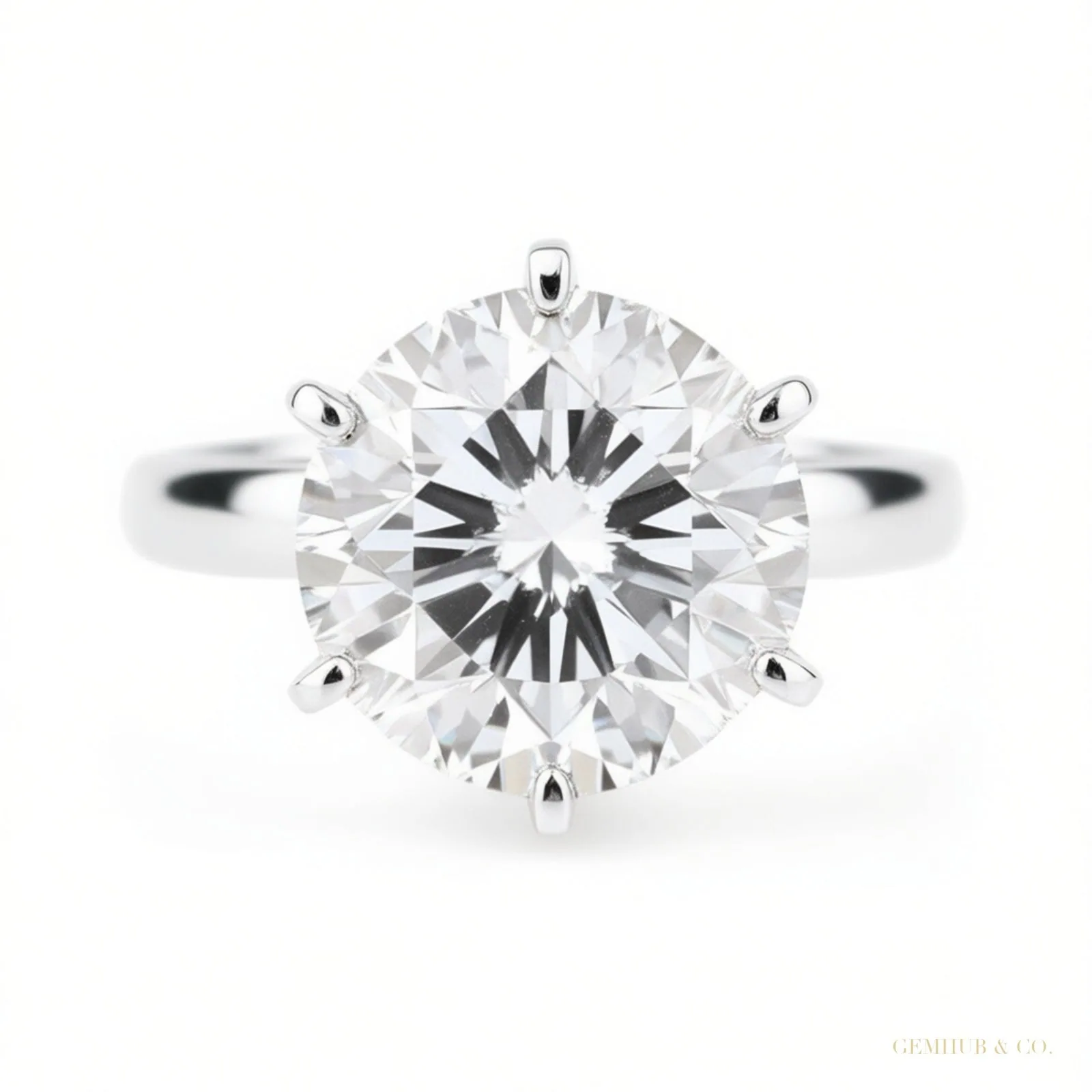 7.50 ct DEW White Moissanite Ring – Elegant Jewelry for Mom’s Gift – 18K Gold Vermeil