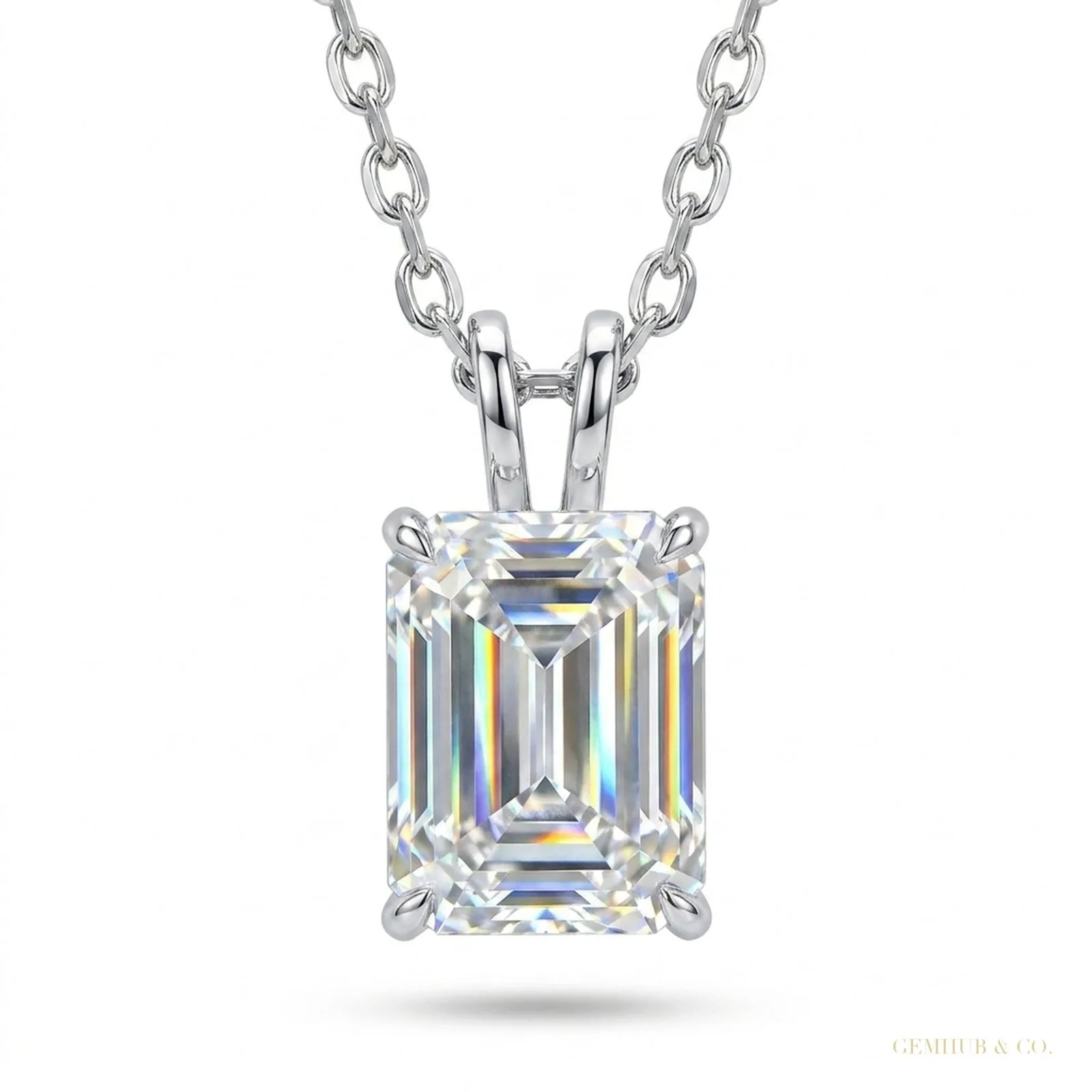7.00 ct DEW White Certified Moissanite Pendant in Gold Vermeil Holiday Gift for Her