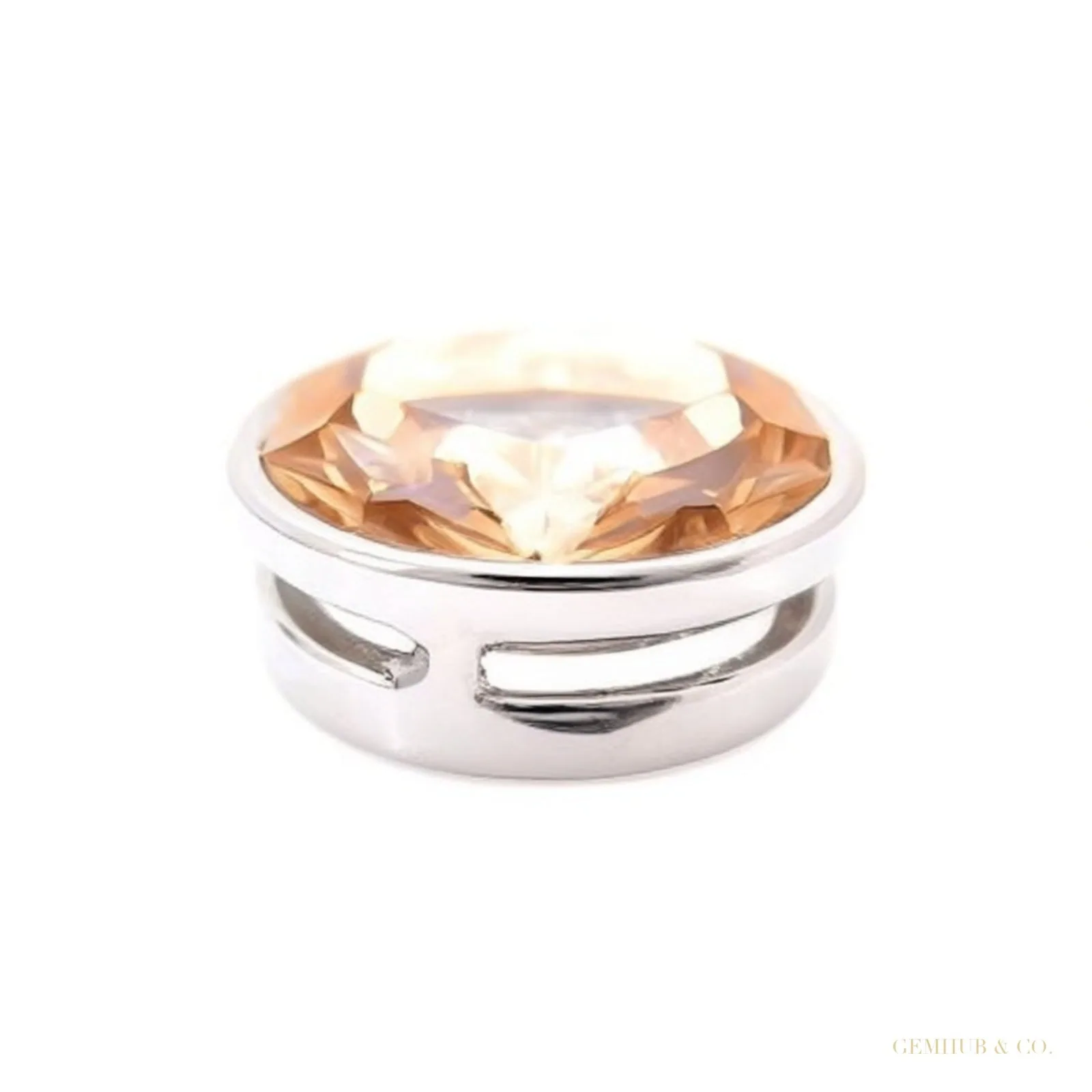 7.10 ct DEW Champagne Moissanite Pendant Gold Vermeil Certified