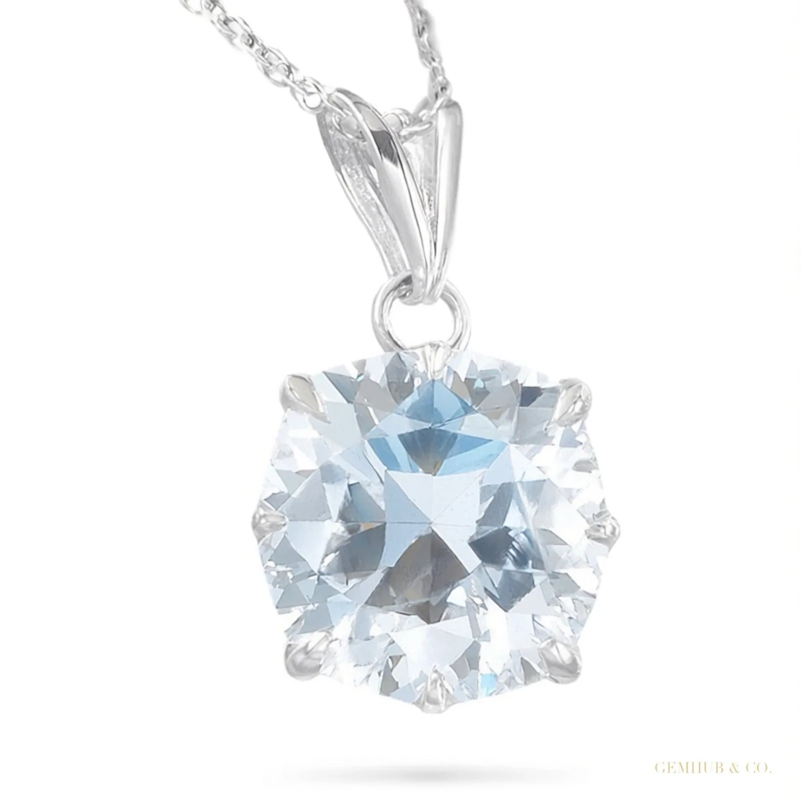7.15 ct DEW Certified White Moissanite Solitaire Pendant in Gold Vermeil Jewelry