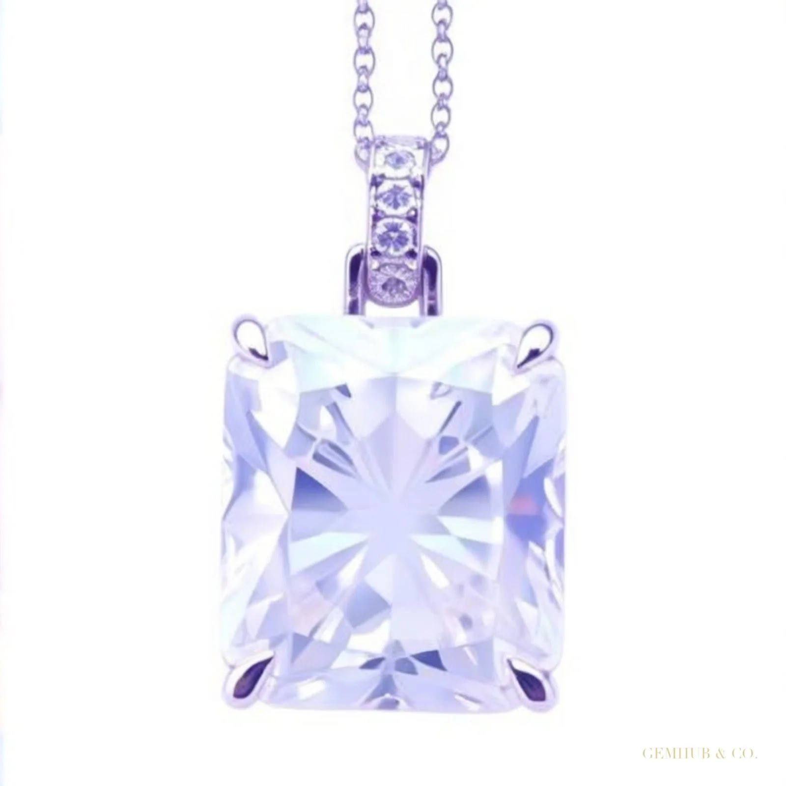 7.30 ct DEW White Moissanite Pendant in Gold Vermeil – Perfect Birthday Surprise