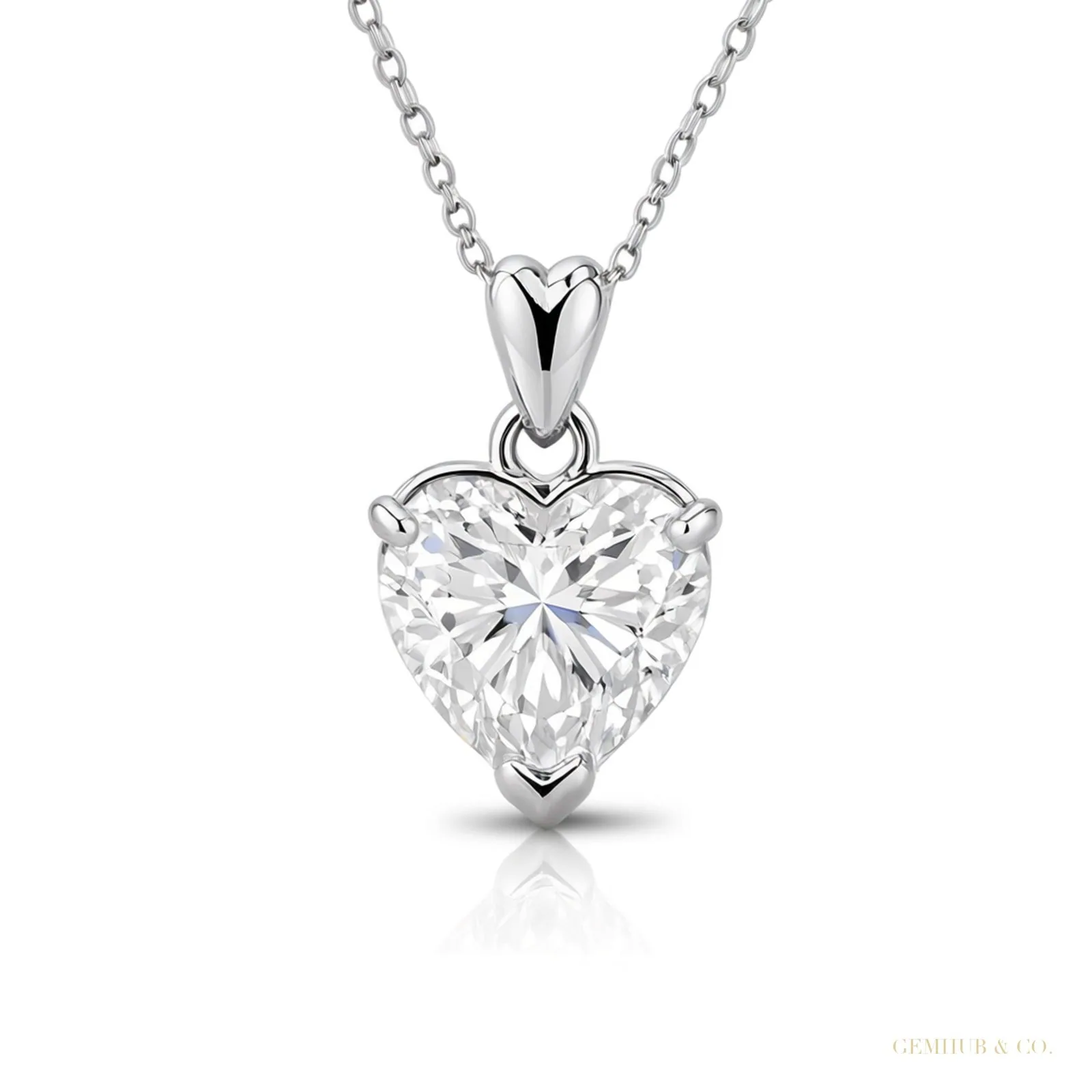 7.50ct DEW White Moissanite Heart Cut Pendant Necklace