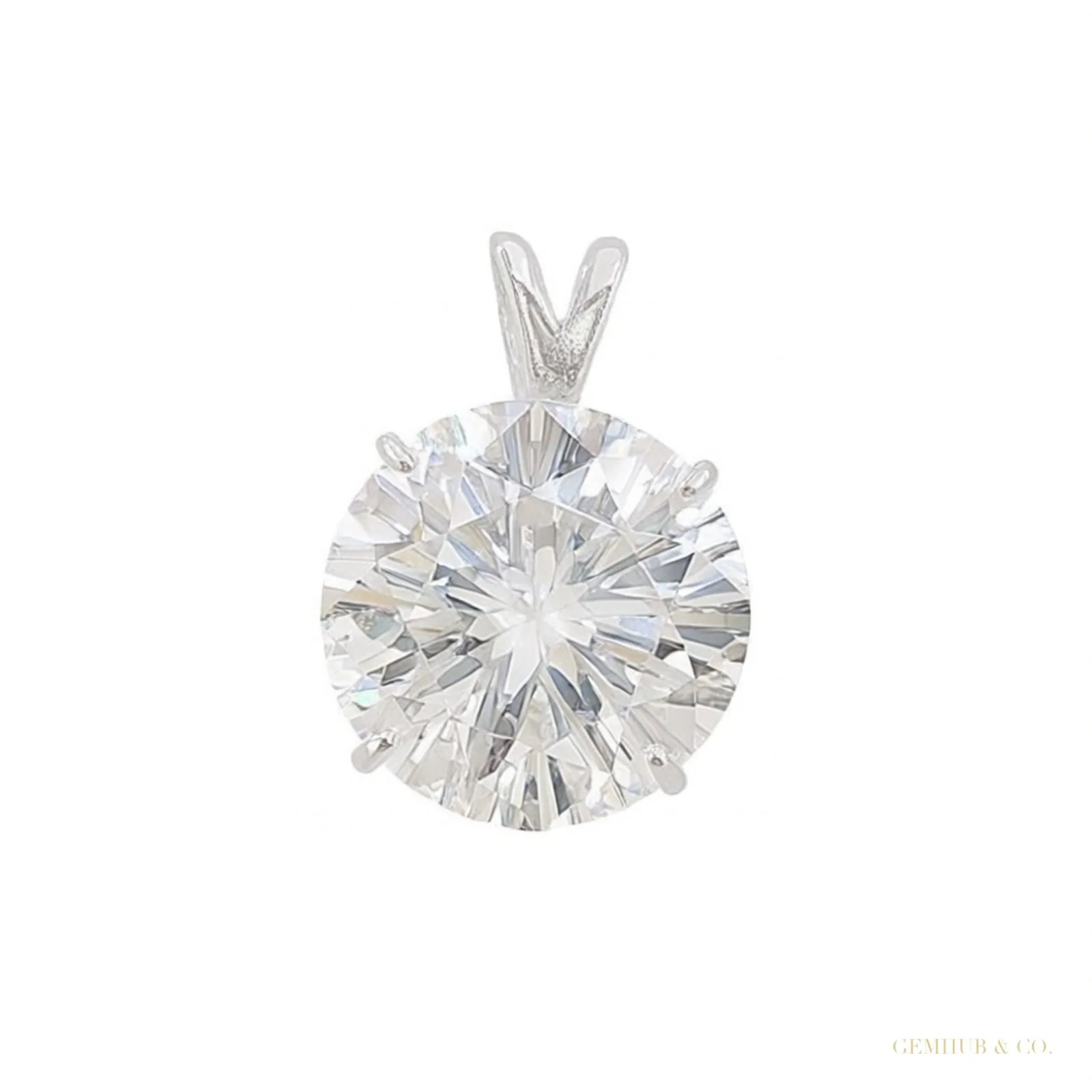 7.50 ct DEW White Round Cut Moissanite Solitaire Pendant In Vermeil 925 Silver