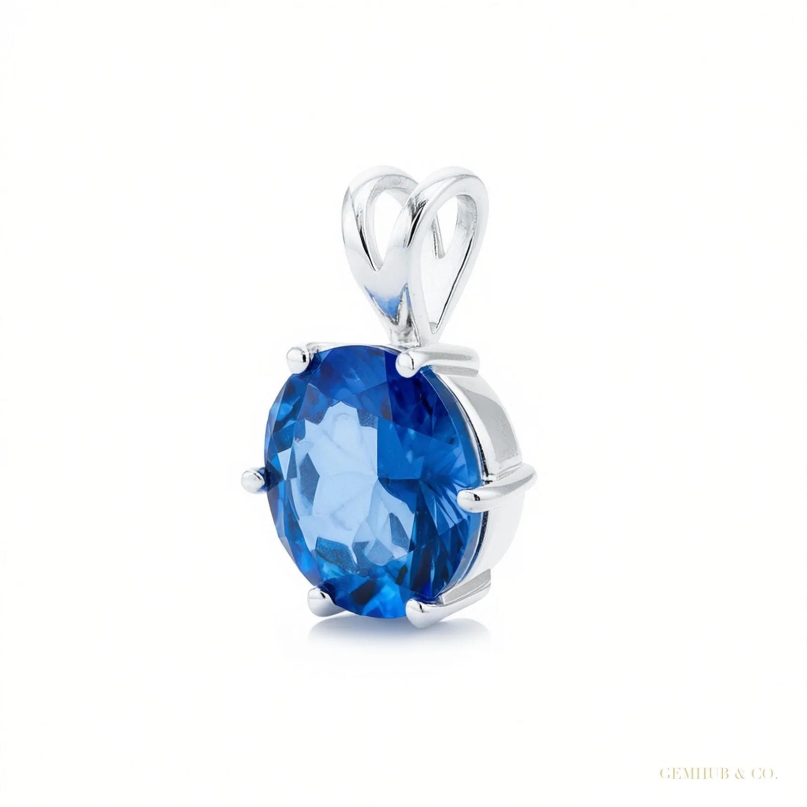7.80 ct DEW Blue Moissanite Pendant Gold Vermeil Certified Gift Jewelry
