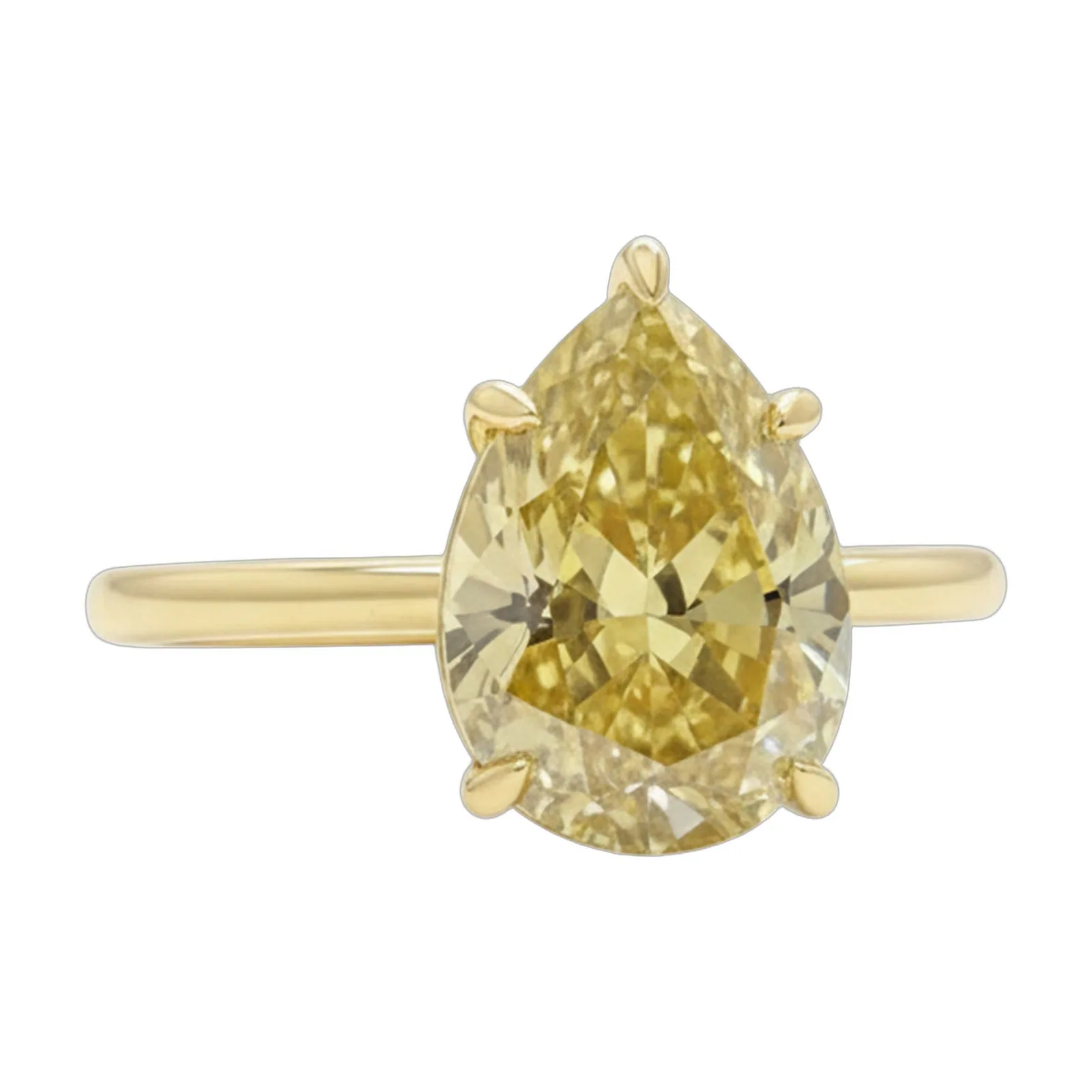 9.3ct DEW Champagne Moissanite Pear Solitaire Ring