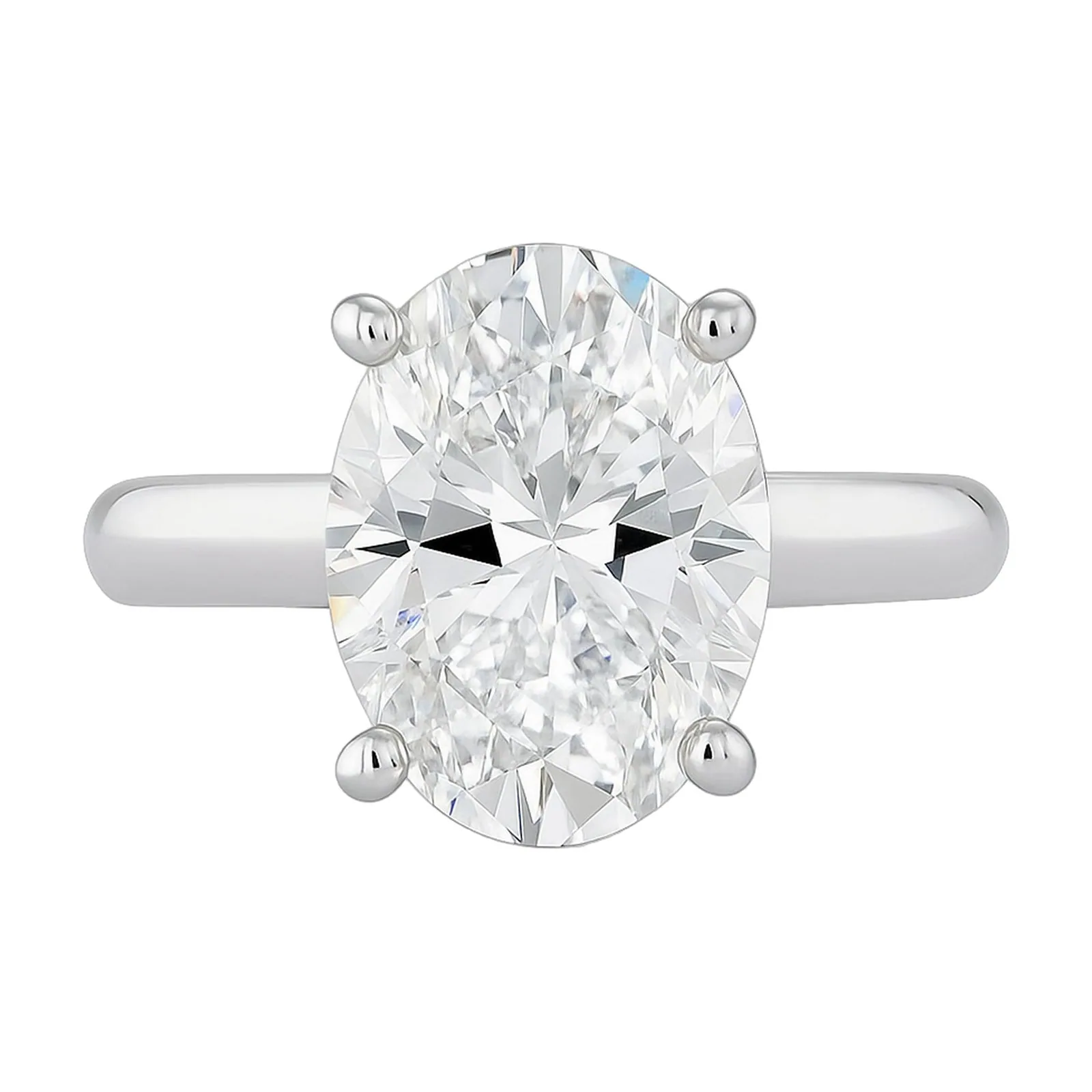 4.0ct DEW White Moissanite Oval Solitaire Ring