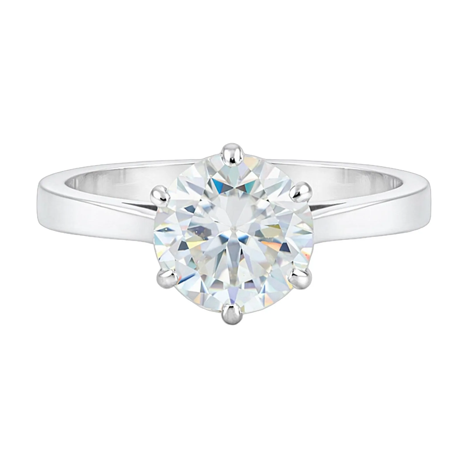 5.5ct DEW White Moissanite Round Solitaire Ring