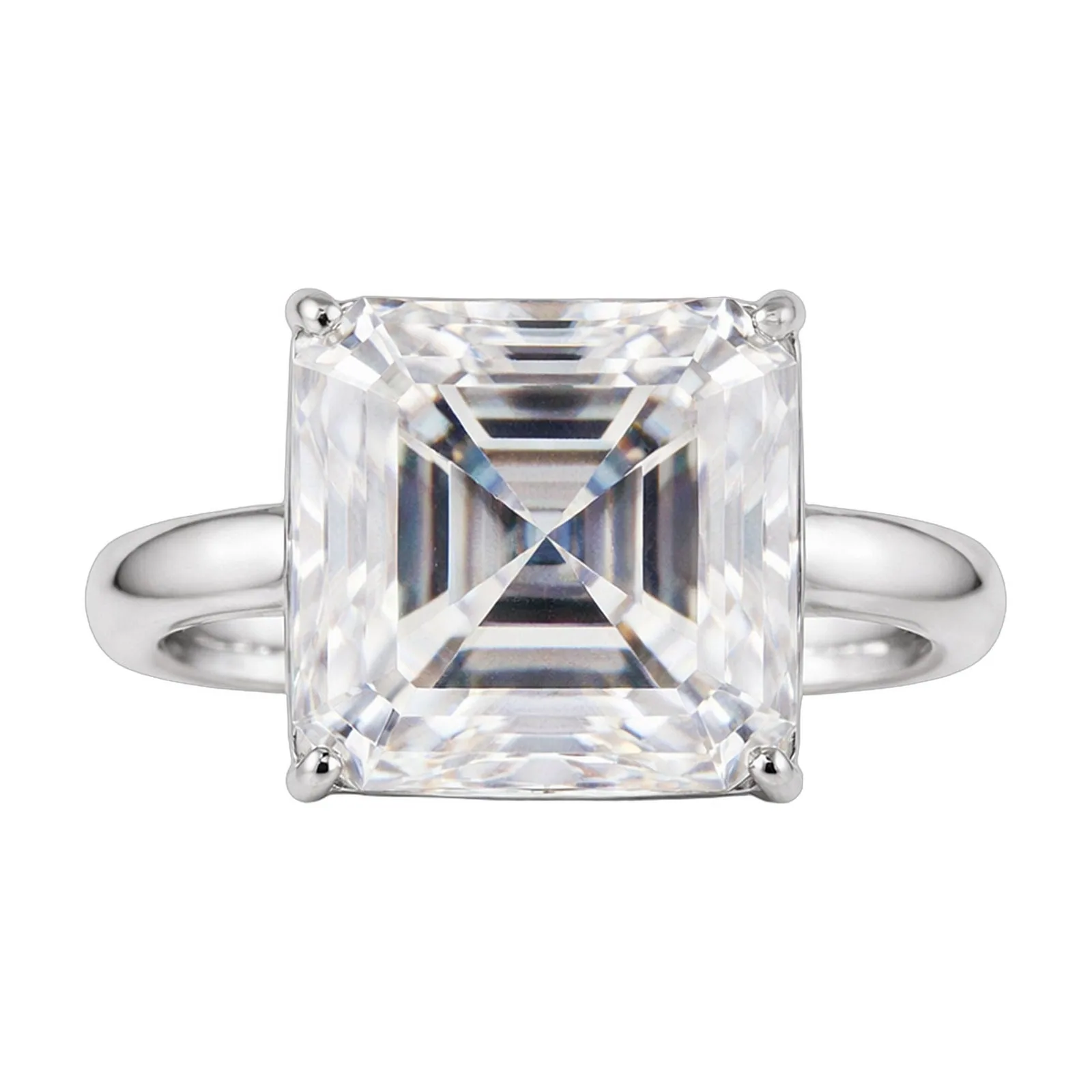 5.74ct DEW White Moissanite Asscher Solitaire Ring