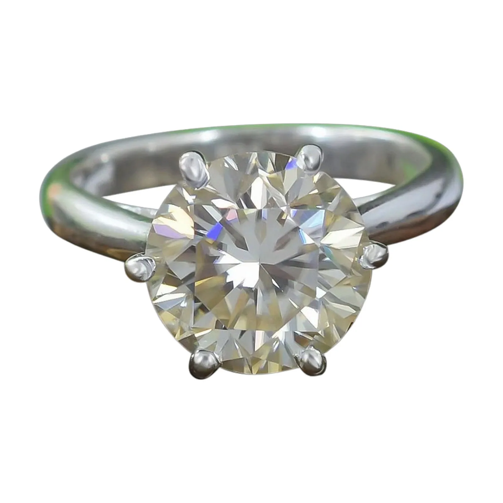 4.18ct DEW White Moissanite Round Solitaire Ring
