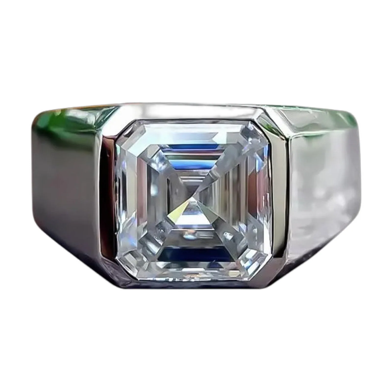 5.6ct DEW White Moissanite Asscher Solitaire Ring