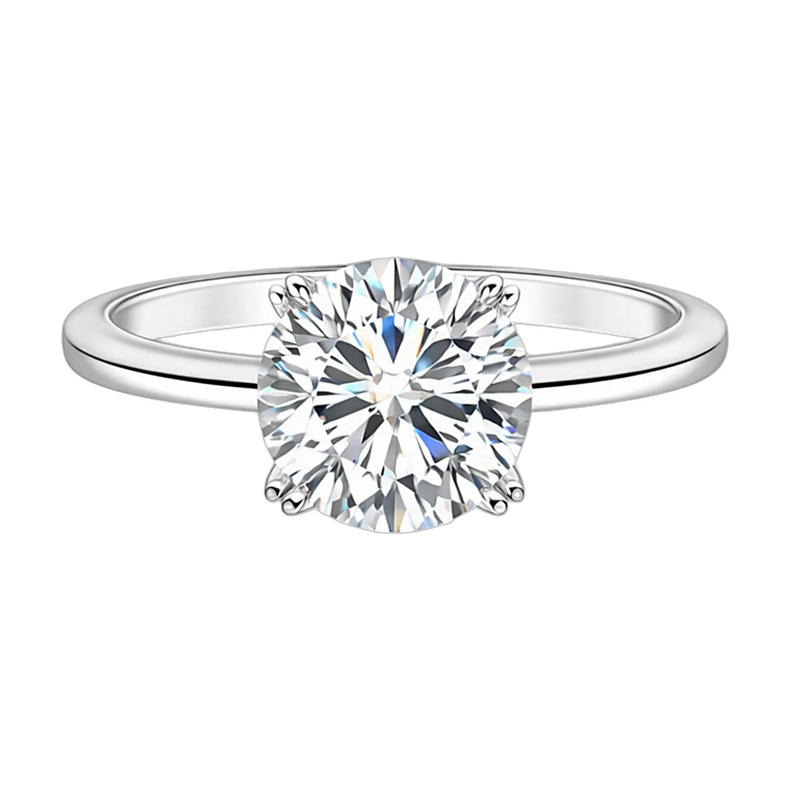 6.65ct DEW White Moissanite Round Solitaire Ring