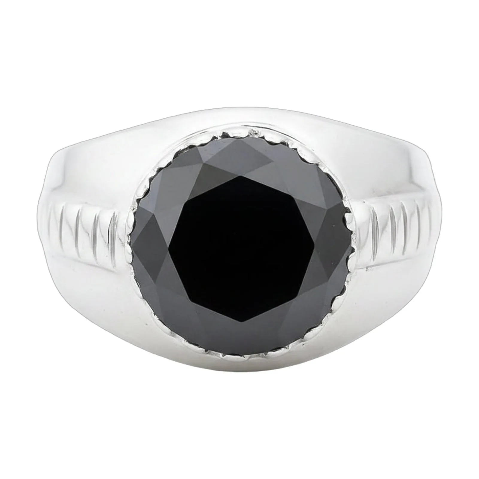 5.2ct DEW Black Moissanite Round Solitaire Ring