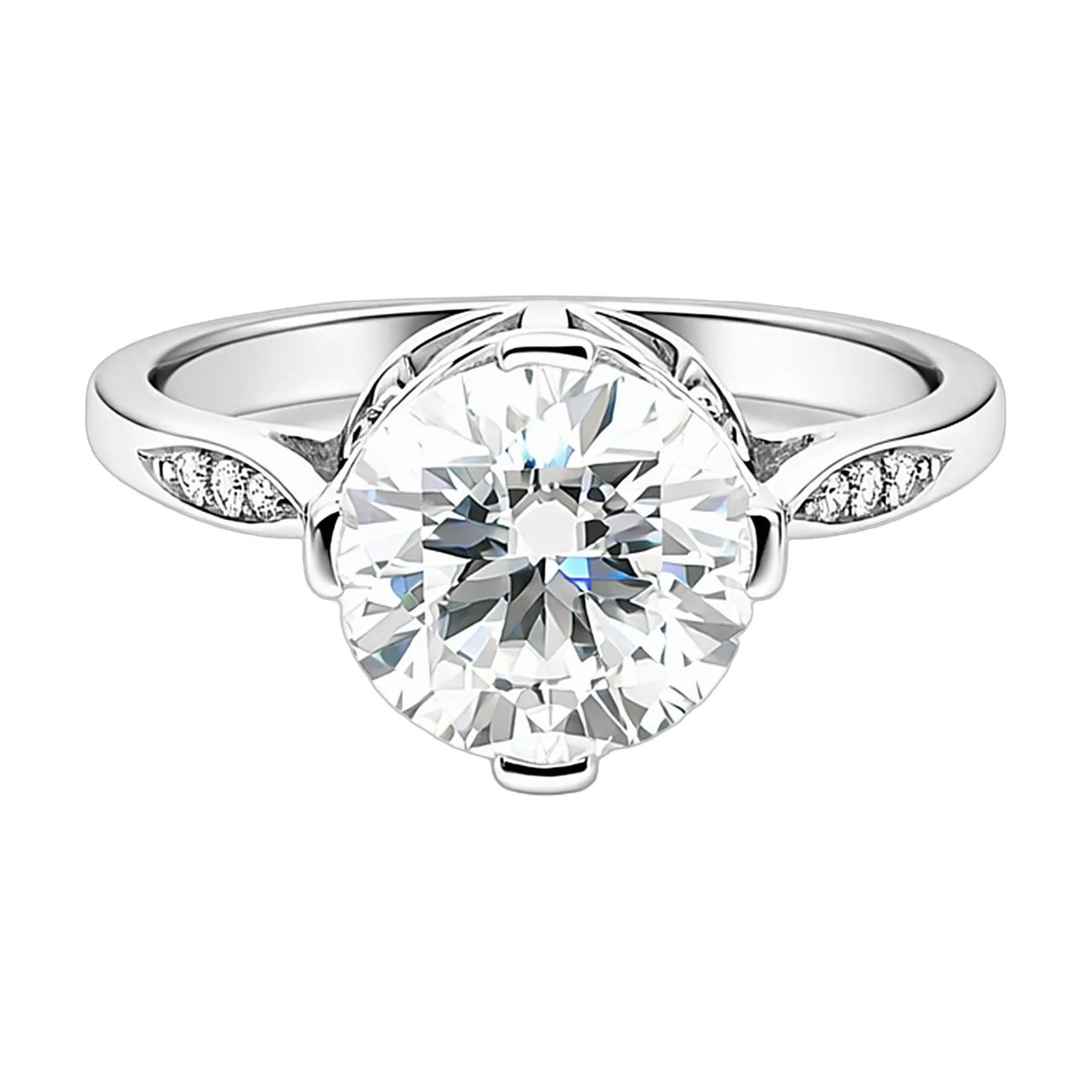 6.7ct DEW White Moissanite Round Solitaire Ring