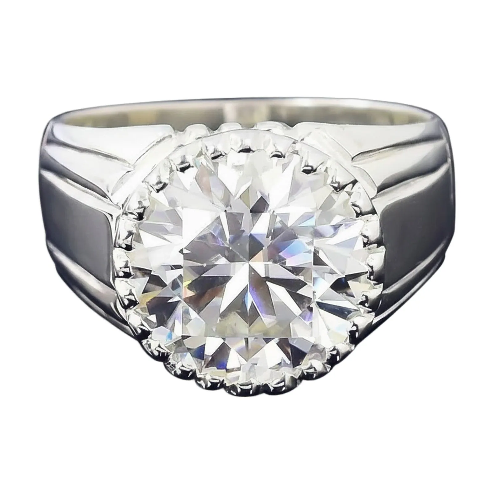6.35ct DEW White Moissanite Round Solitaire Ring