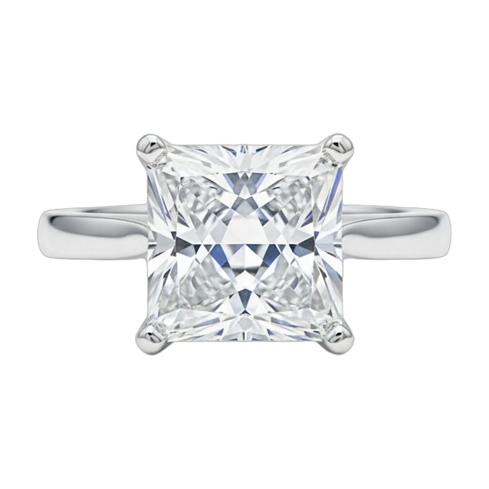 5.0ct DEW White Moissanite Princess Solitaire Ring