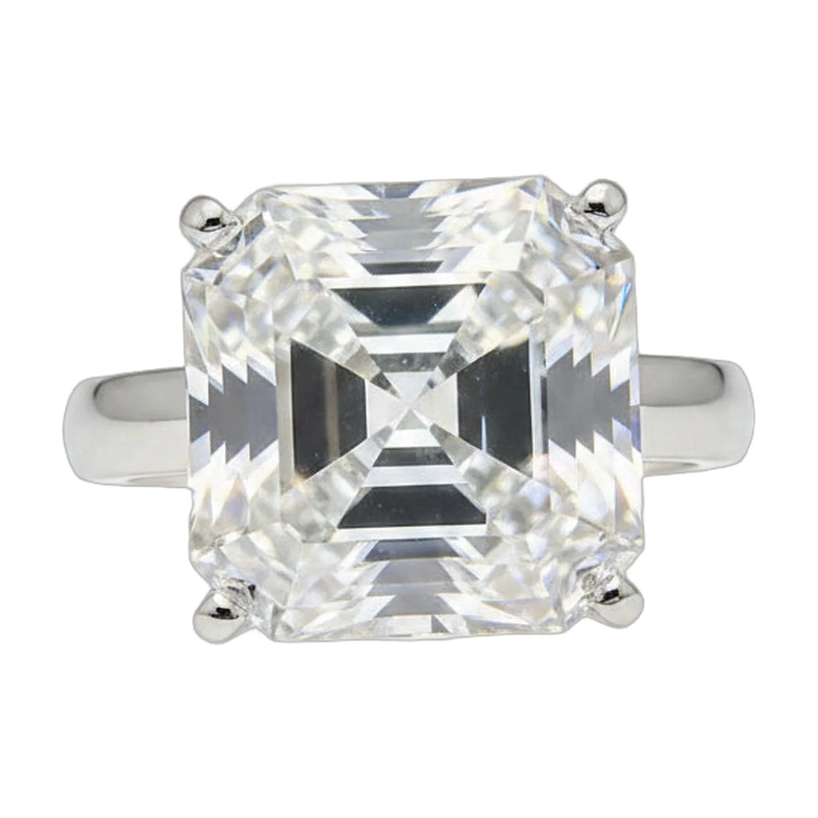 16.1ct DEW White Moissanite Asscher Solitaire Ring