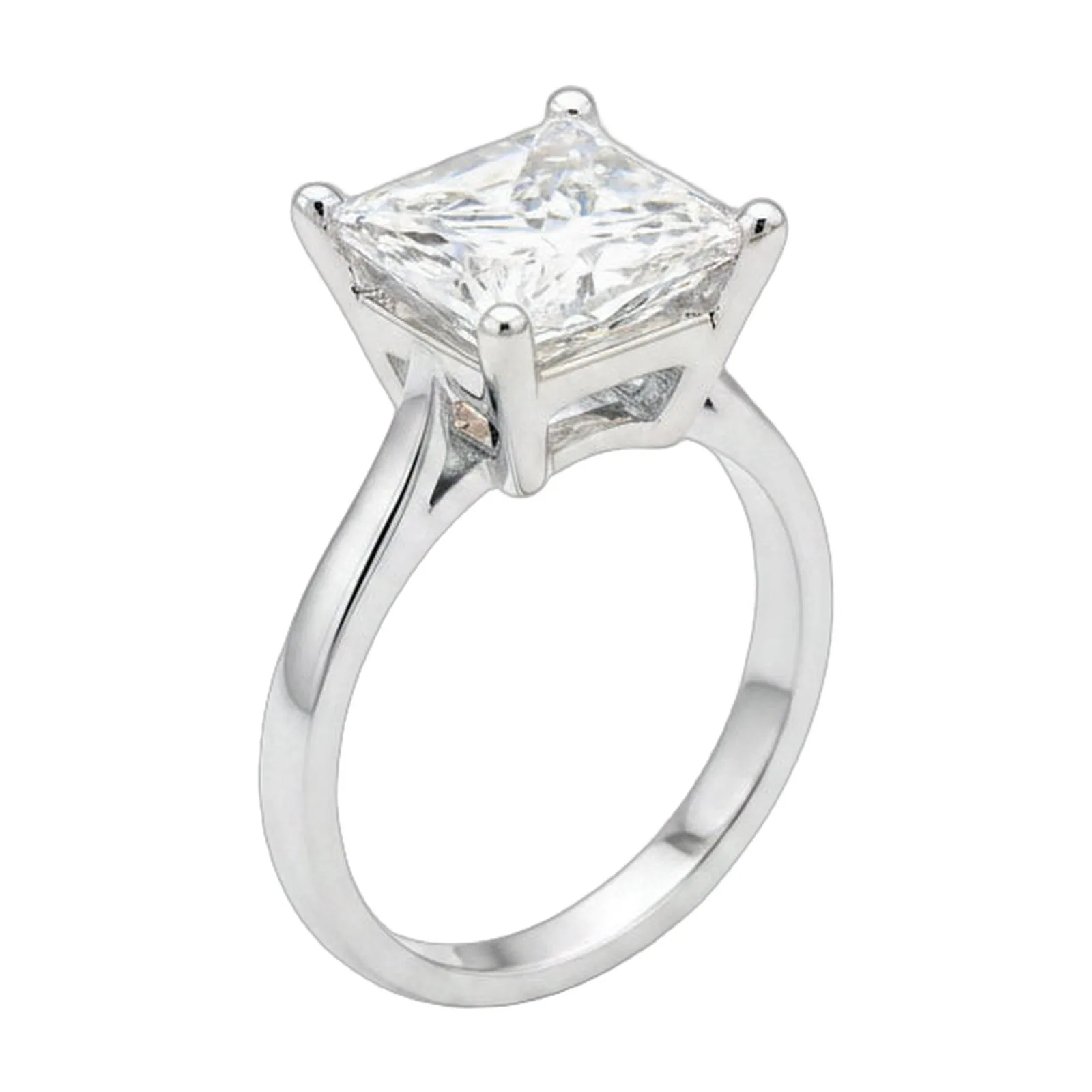 4.15ct DEW White Moissanite Princess Solitaire Ring
