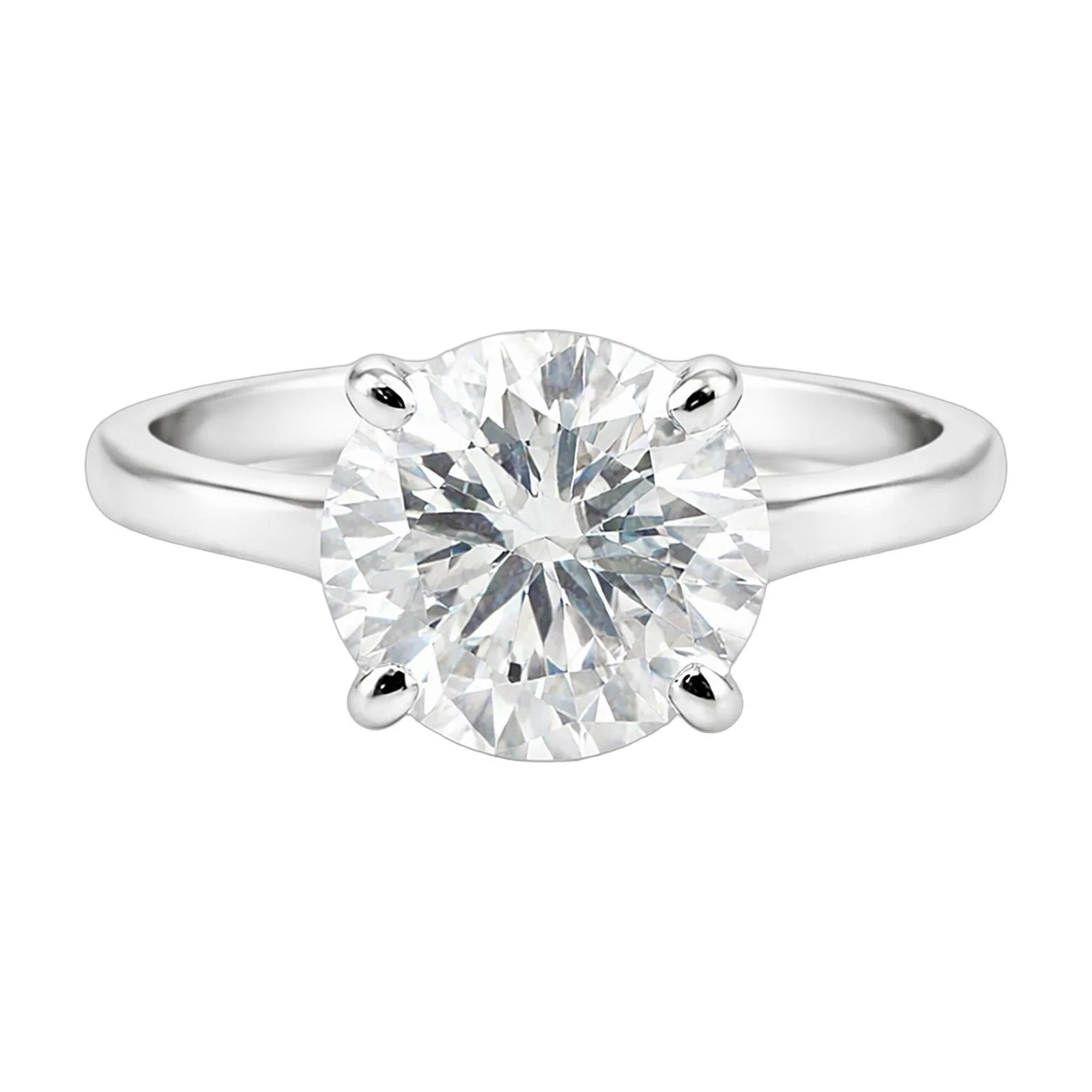 9.9ct DEW White Moissanite Round Solitaire Ring