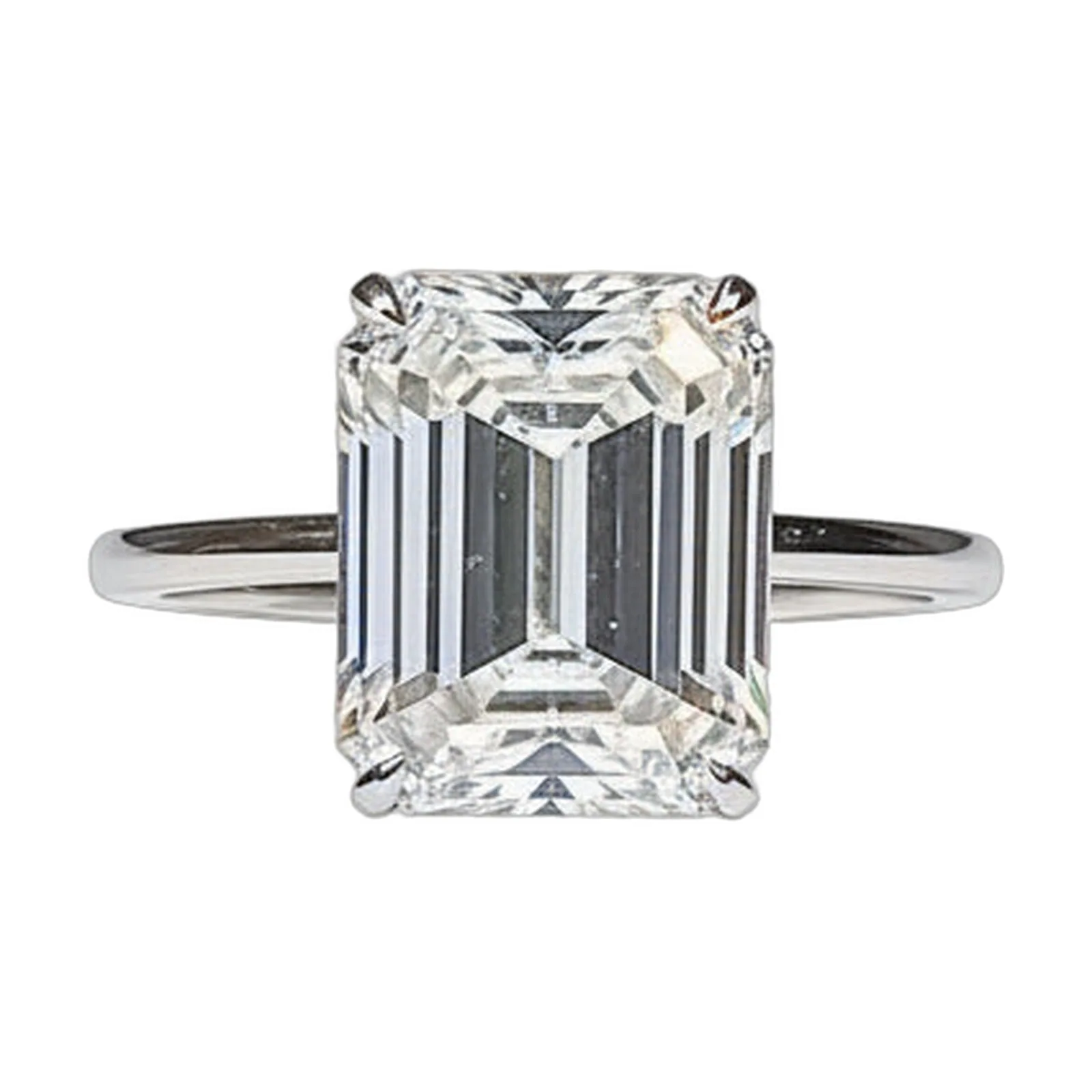 4.15ct DEW White Moissanite Emerald Solitaire Ring