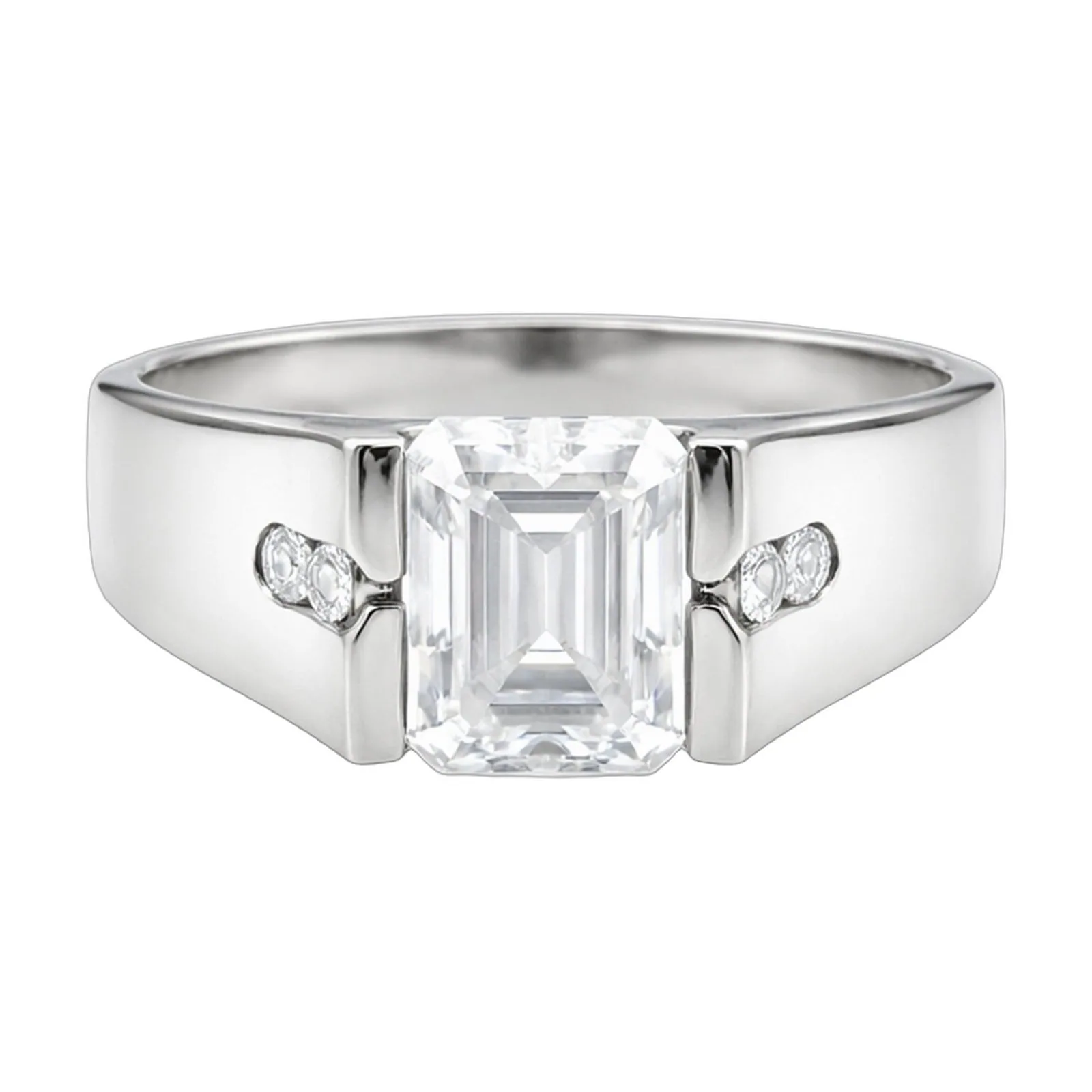4.0ct DEW White Moissanite Radiant Solitaire Ring