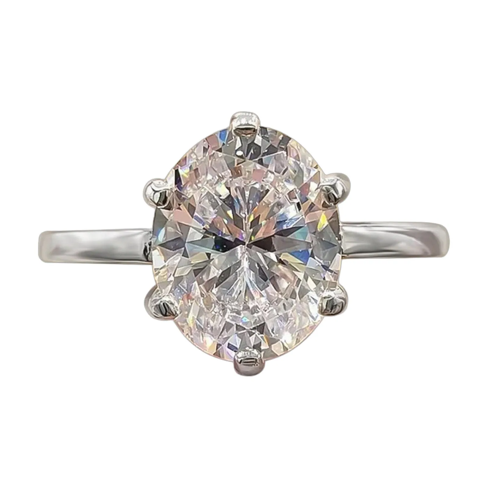 4.85ct DEW White Moissanite Oval Solitaire Ring
