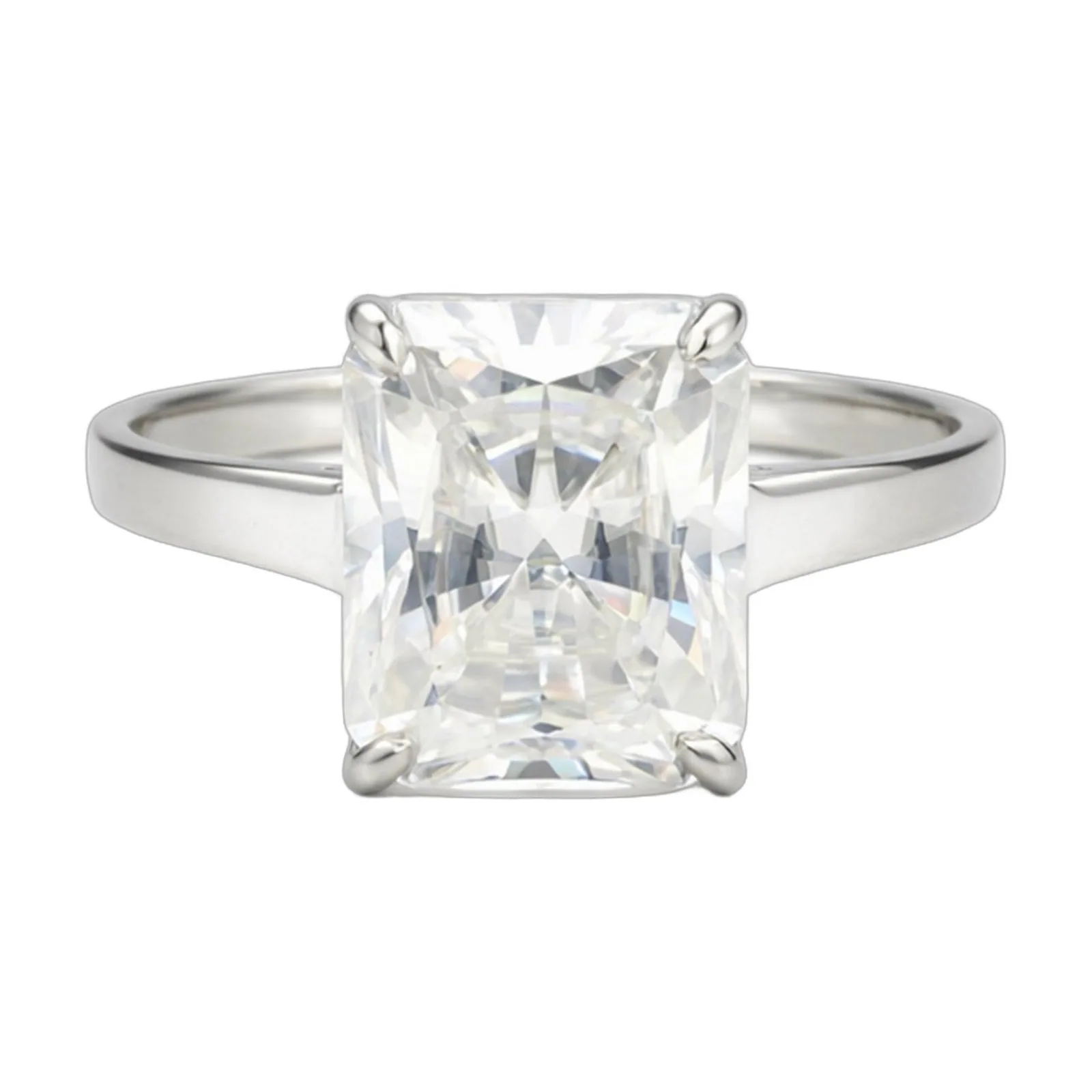 5.36ct DEW White Moissanite Radiant Solitaire Ring
