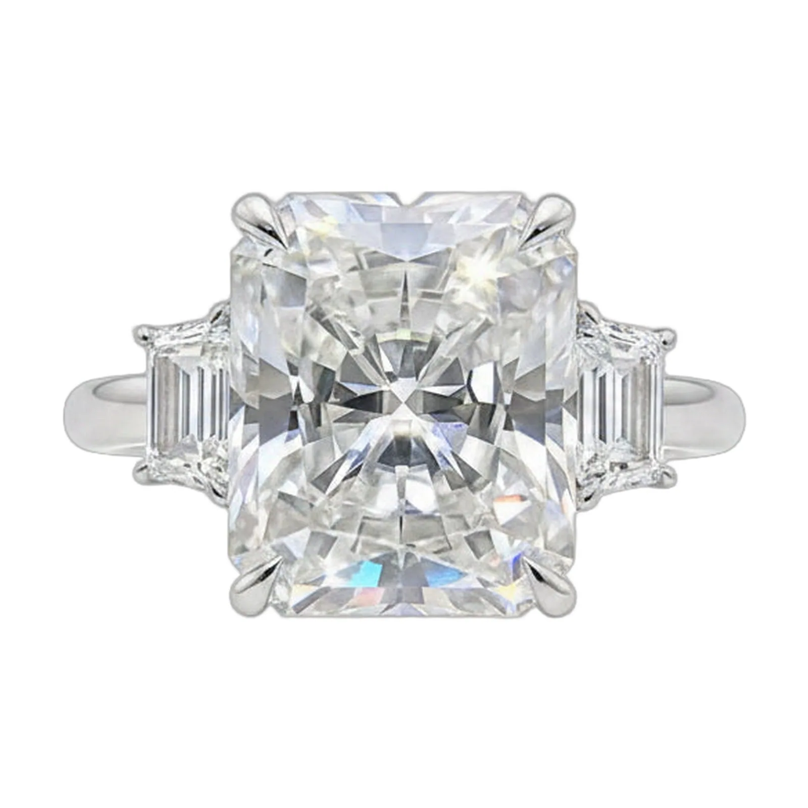 5.7ct DEW White Moissanite Radiant Solitaire Ring