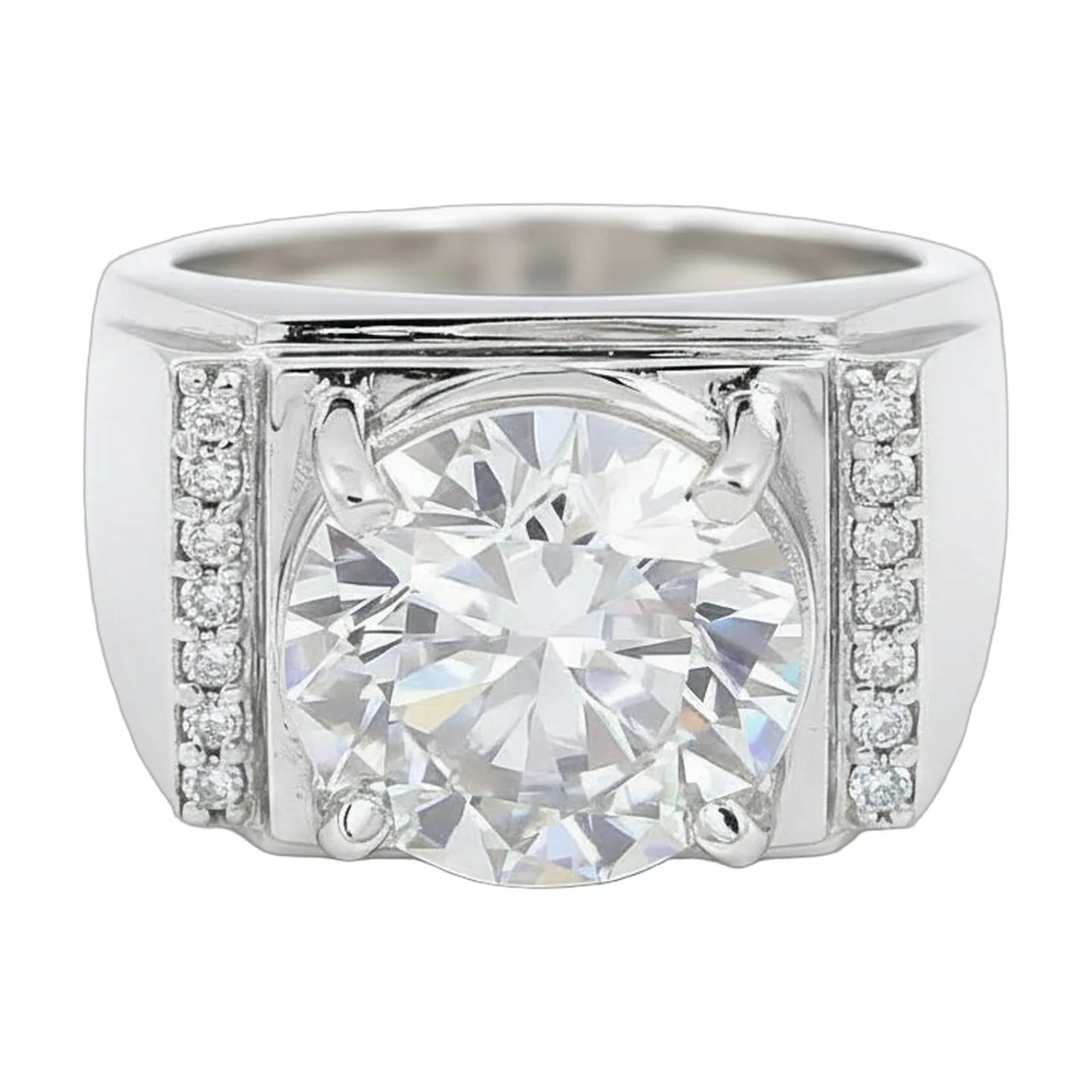 5.95ct DEW White Moissanite Round Solitaire Ring