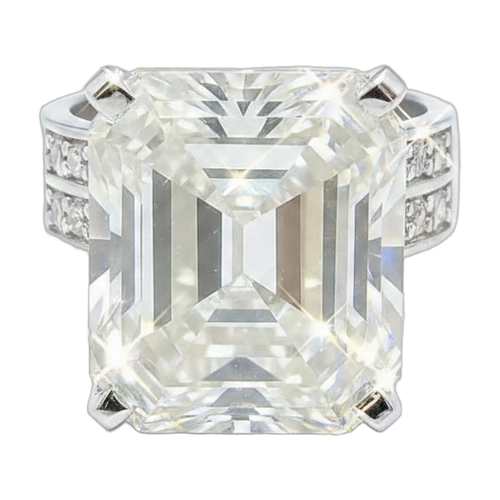 12.65ct DEW White Moissanite Emerald Solitaire Ring