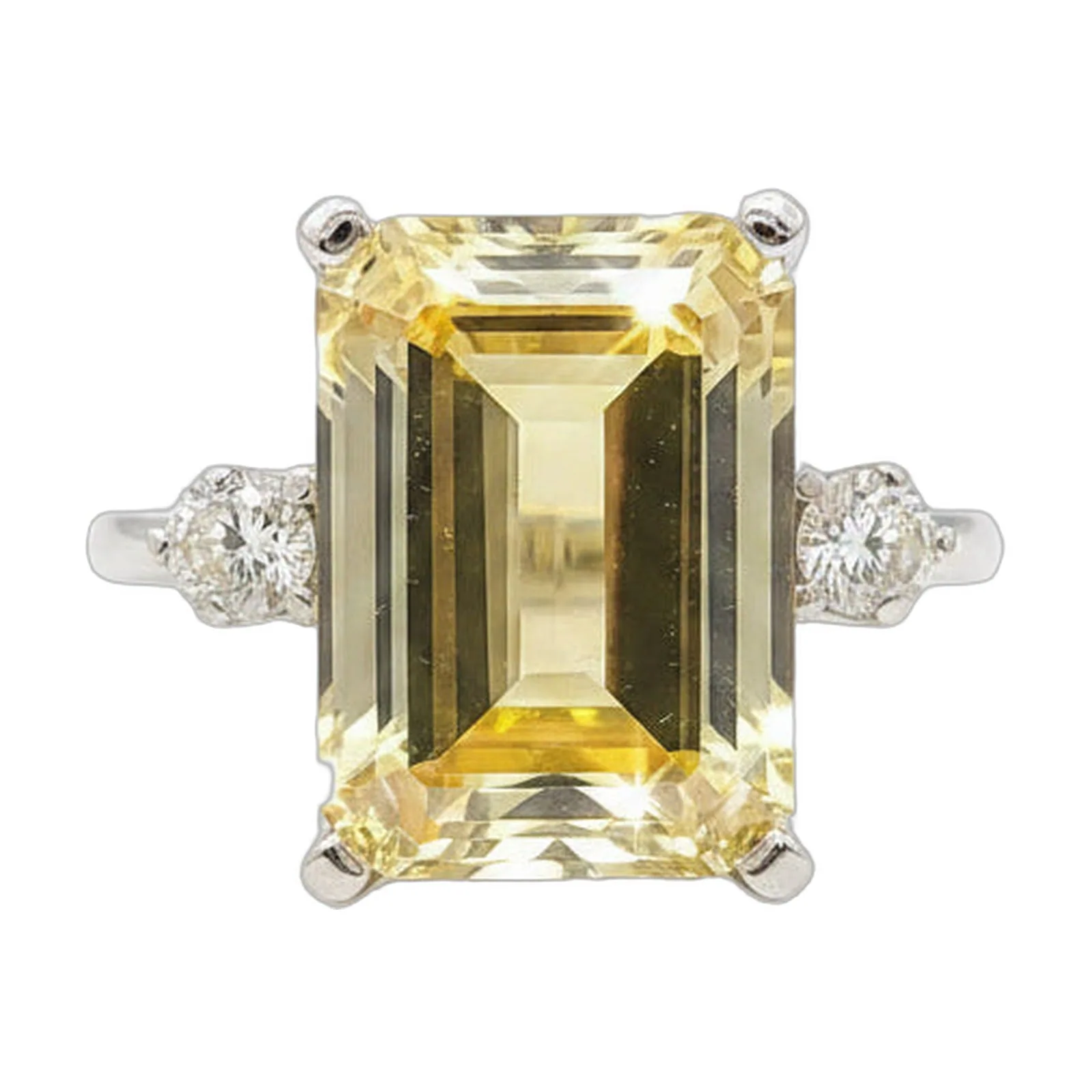 7.5ct DEW Champagne Moissanite Emerald Solitaire Ring