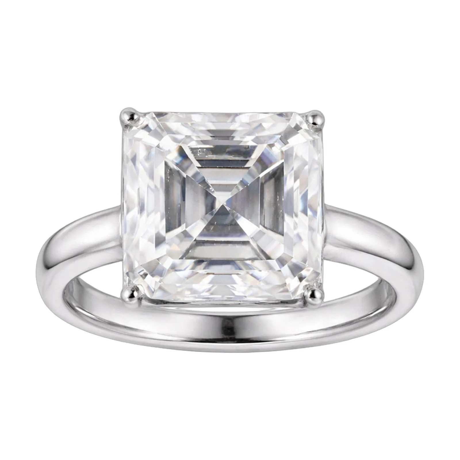 16.1ct DEW White Moissanite Radiant Solitaire Ring