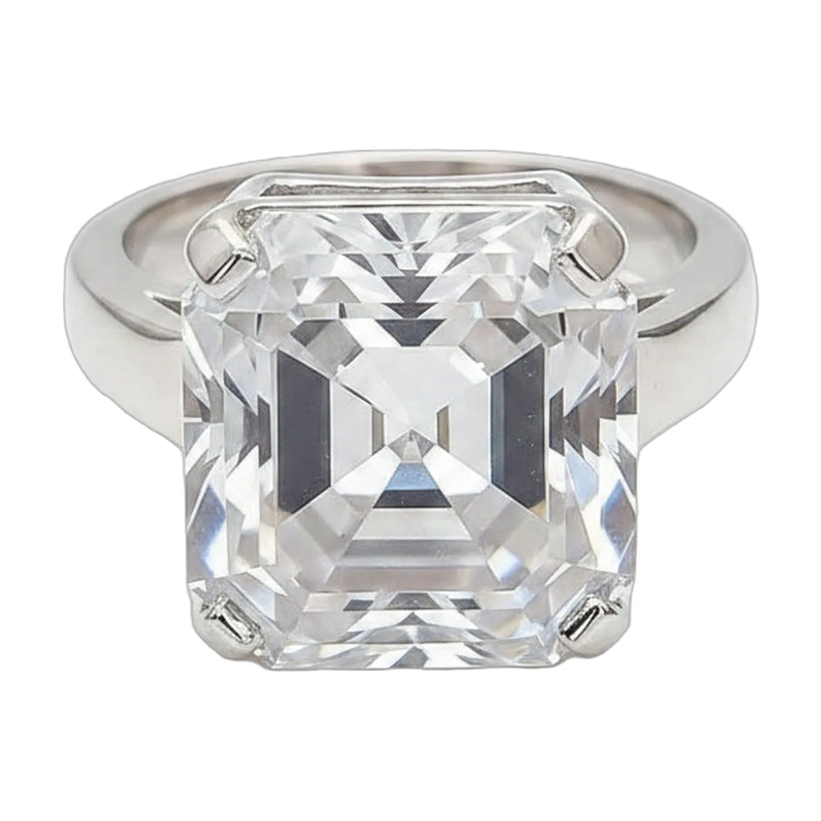8.3ct DEW White Moissanite Radiant Solitaire Ring