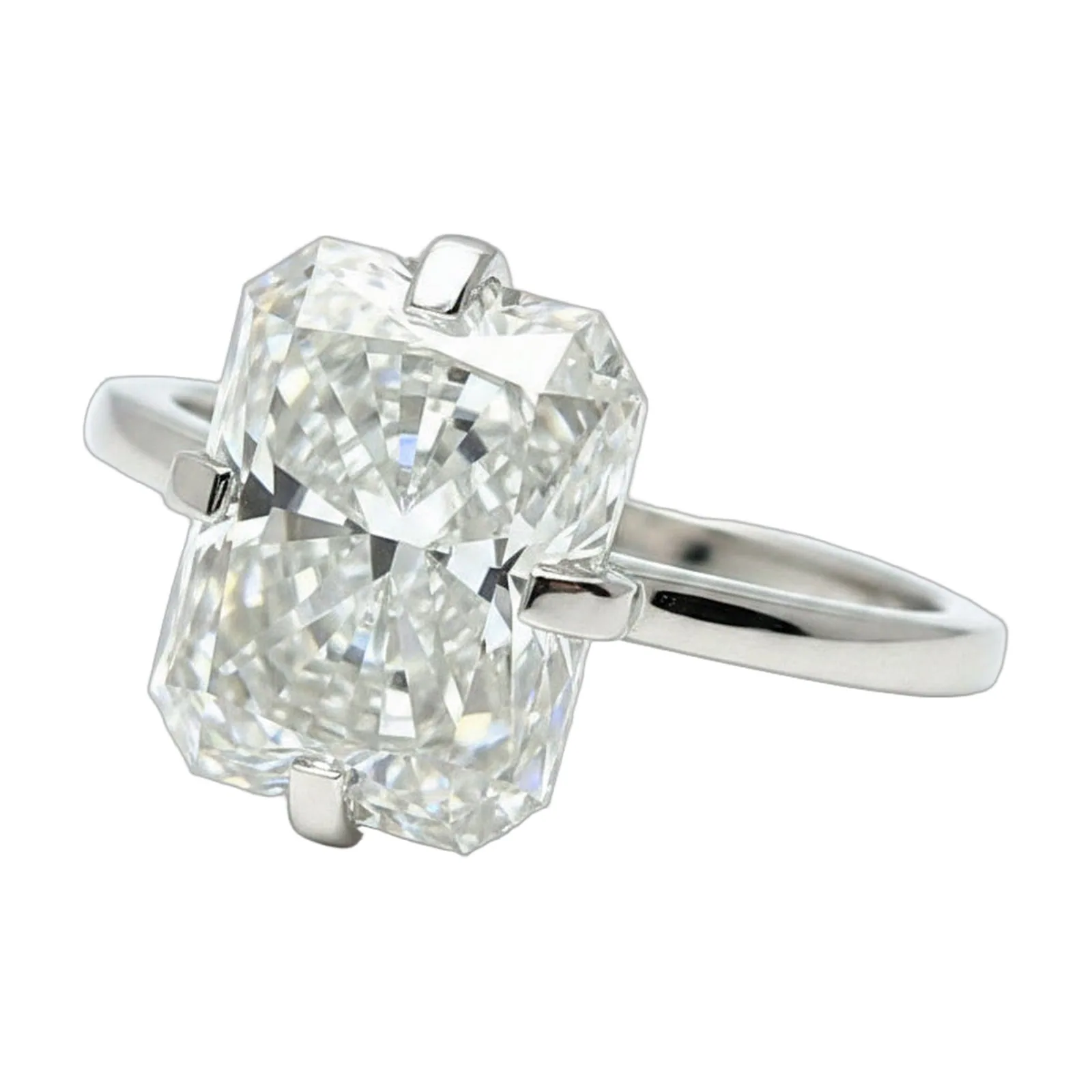 8.15ct DEW White Moissanite Radiant Solitaire Ring