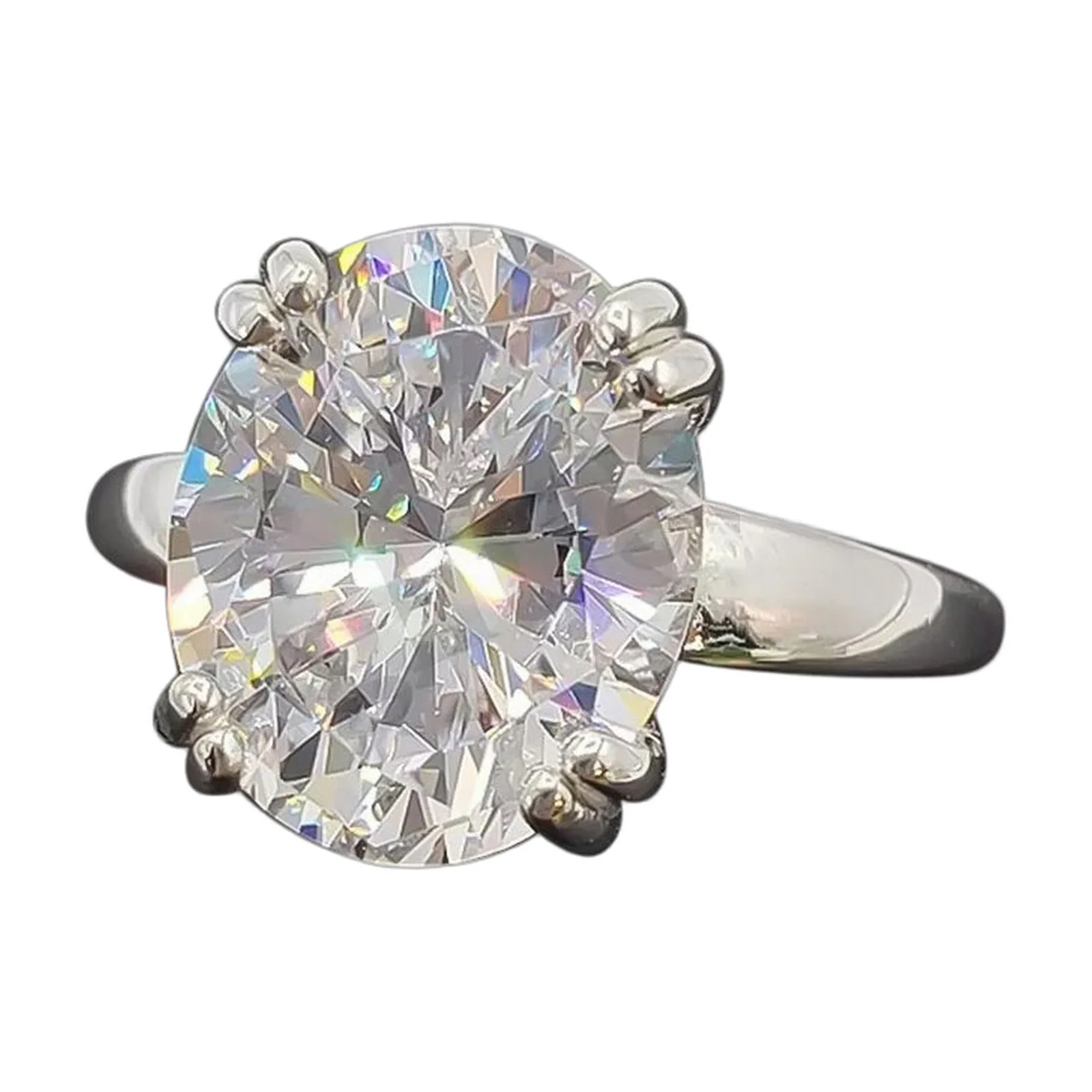 21.0ct DEW White Moissanite Oval Solitaire Ring