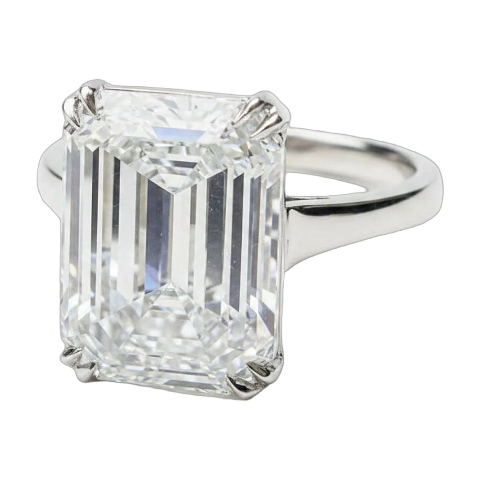 4.8ct DEW White Moissanite Emerald Solitaire Ring