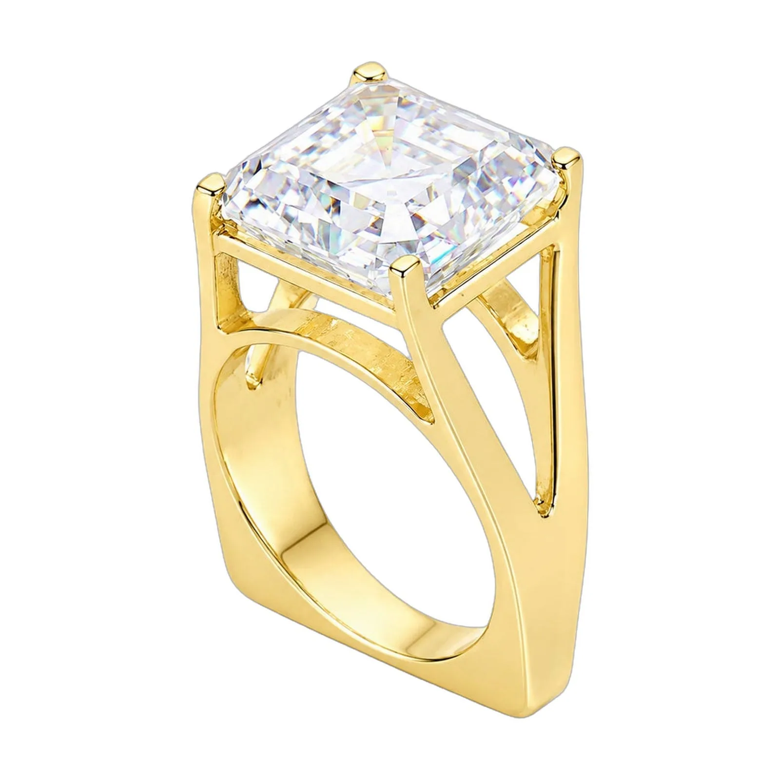23.5ct DEW White Moissanite Asscher Solitaire Ring